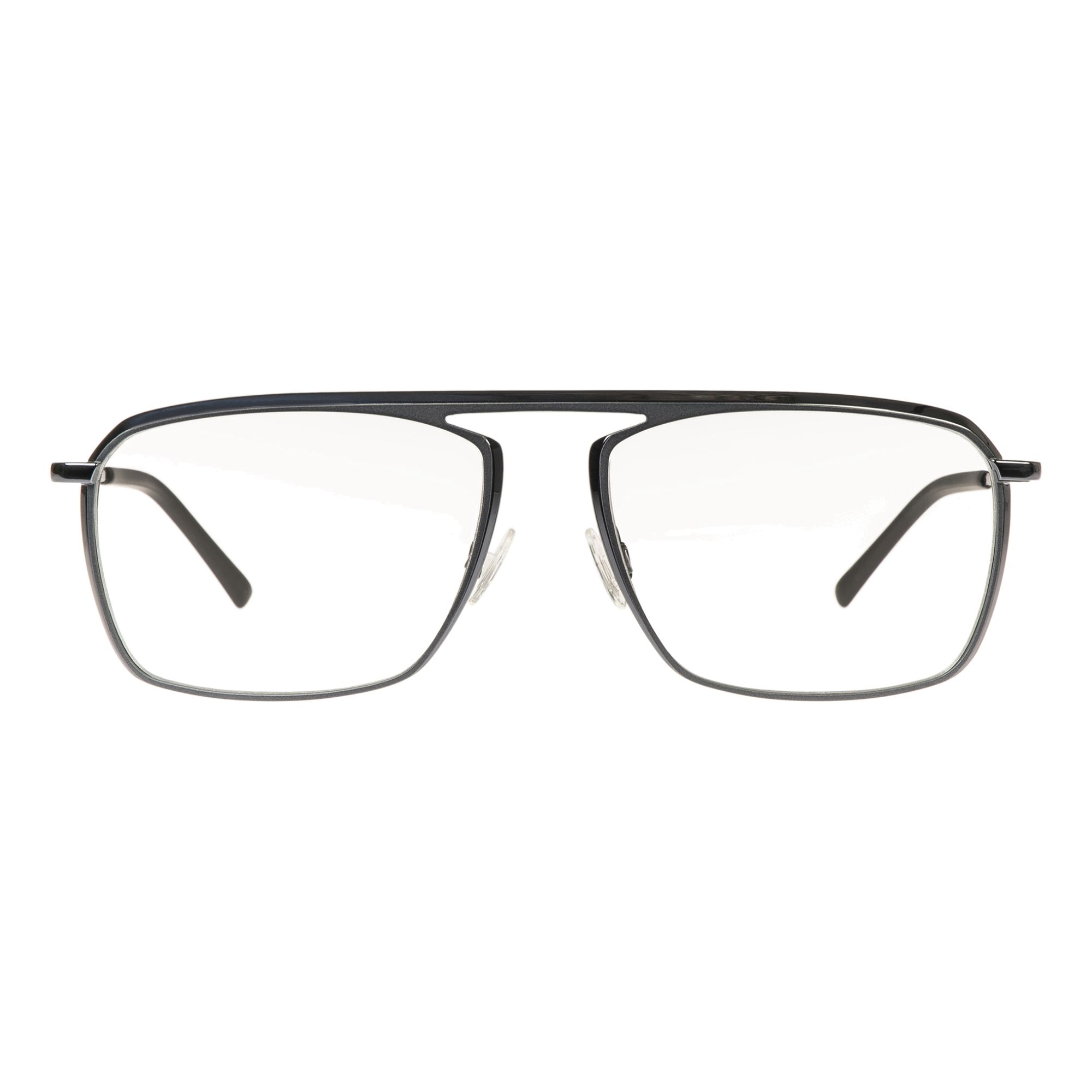 Unisexbrille Eigensign 5402 mit schwarzem Metallrahmen und klaren Gläsern.