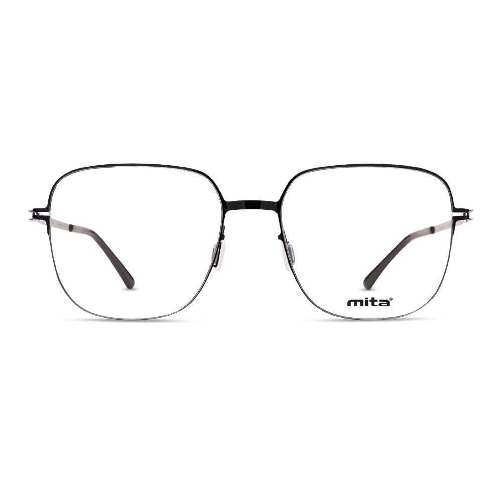 Unisex Brille MITA MT1028 mit quadratischen Gläsern und dünnem schwarzen Rahmen. Ideal für einen stilvollen, modernen Look.