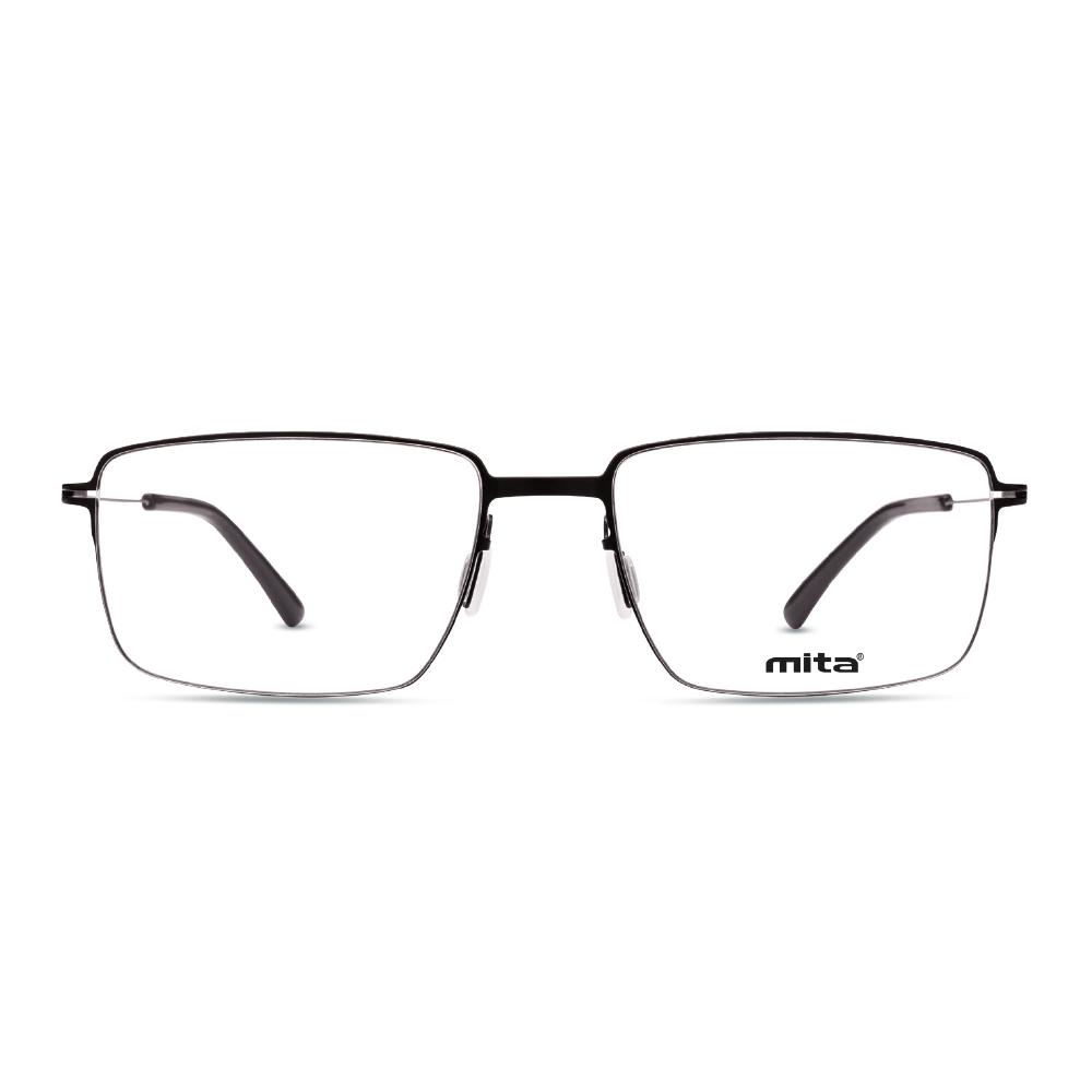 Ansicht der Damenbrille MITA MT1303 in Rotgold auf einer Produktseite. Rechteckige Form und schlankes Design.