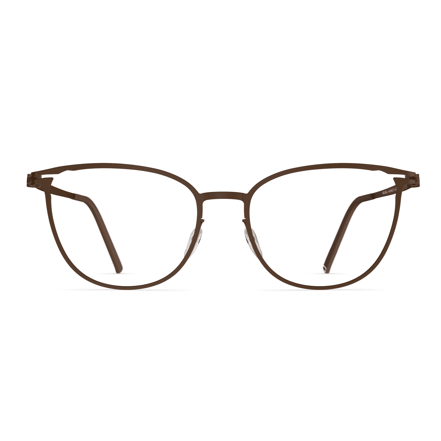 Damenbrille Neubau Clara T122 in Braun mit zarter Metallfassung und leicht gebogenen Gläsern, ideal für einen eleganten Look.