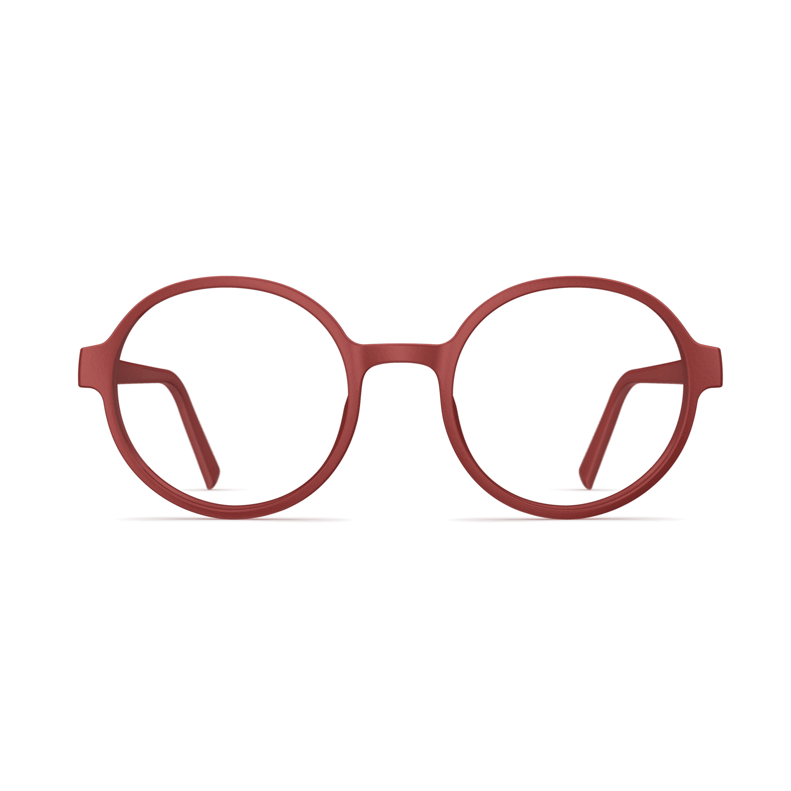 Rote Herrenbrille Neubau Siggi T126 mit runden Gläsern und schlankem Rahmen, frontal abgebildet.
