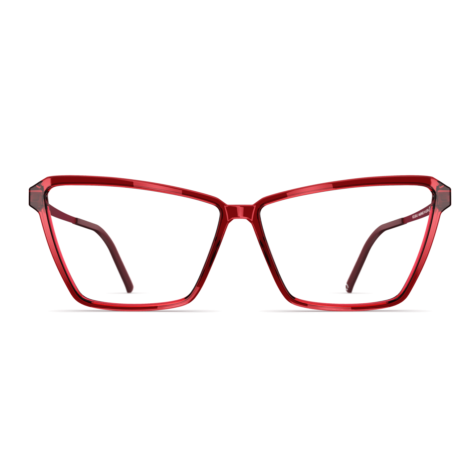 Damenbrille Neubau Quinn T144 in klarem Rot mit modernen geometrischen Fassungen, passend für stilvolle Looks.