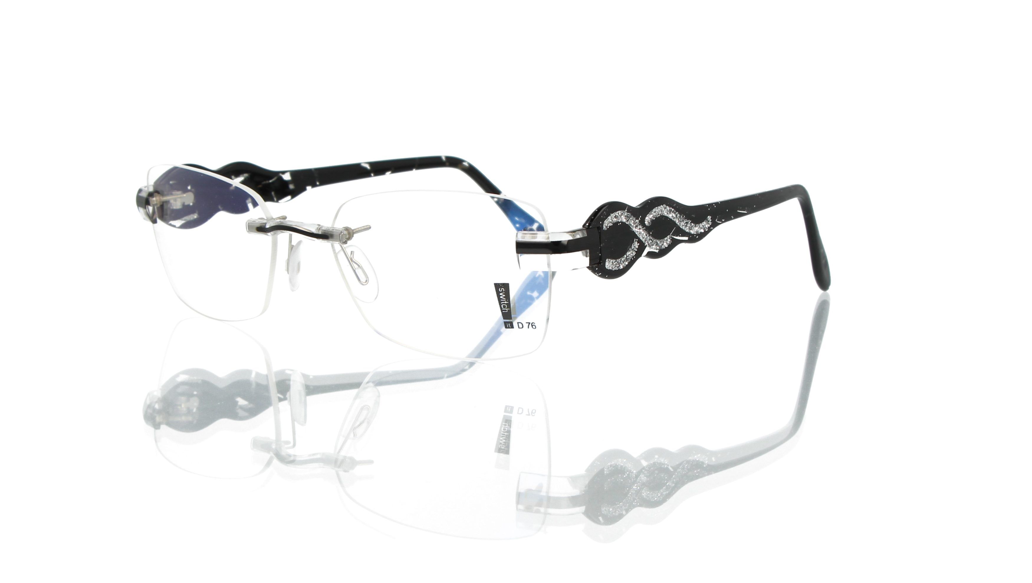 Switch It Garnitur 0945a Damenbrille Transparent Schwarz Glitter Silber (2)