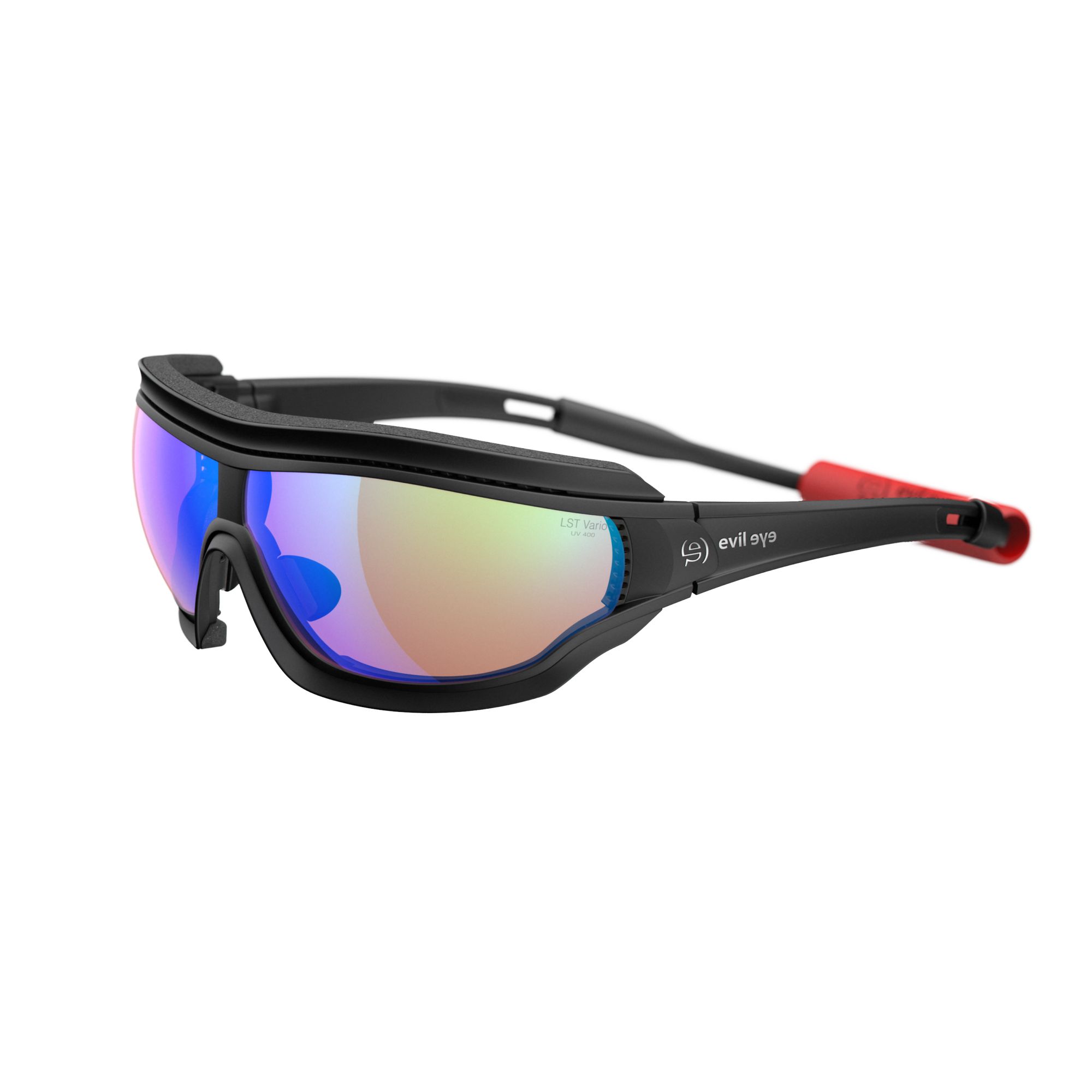 Sonnenbrille Sportbrille Evil Eye Fusor Pro E005 75 9300 Black Matt Lst Bright Vario Blue Mirror Bg White Sid