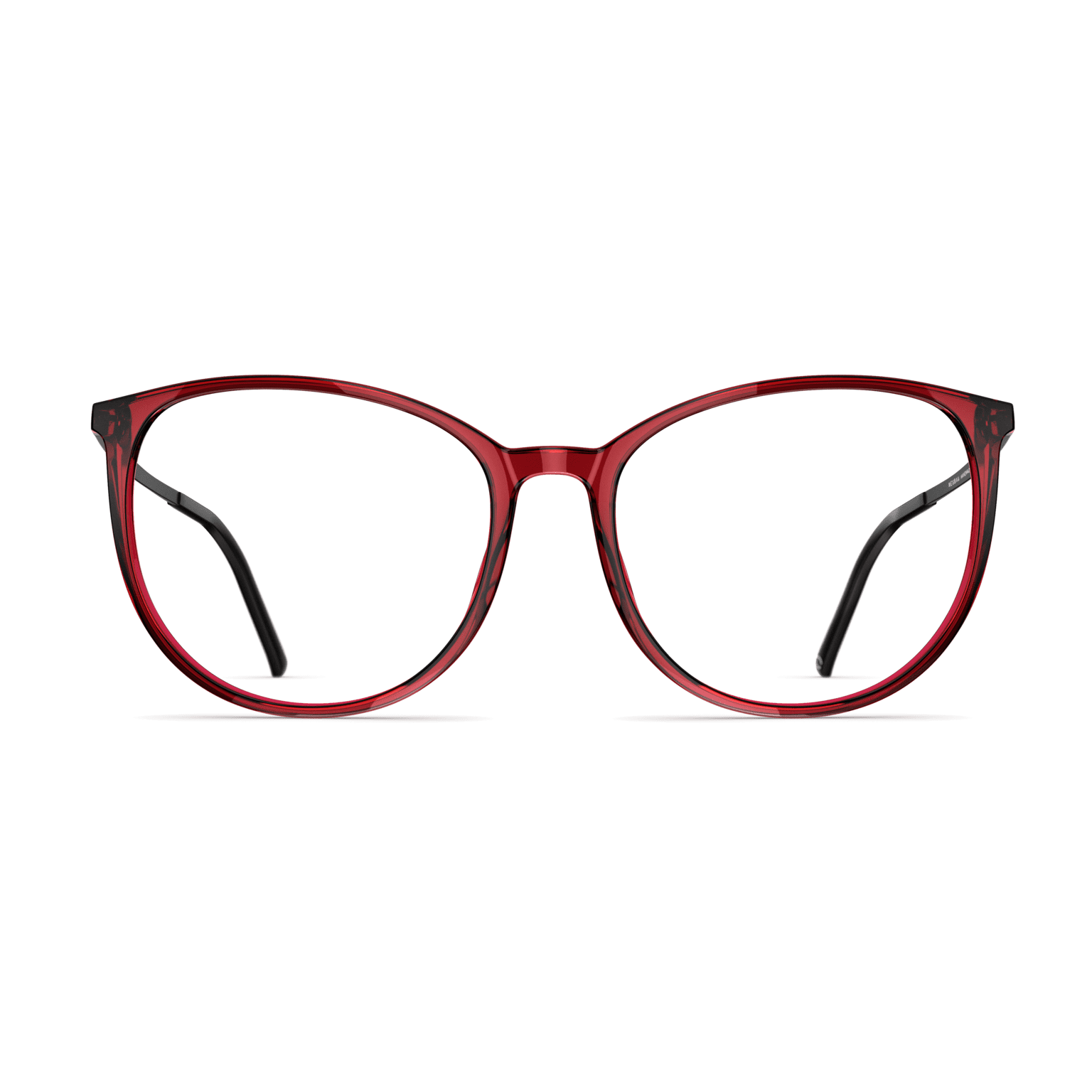 Rote Damenbrille Neubau Emma T118 mit runden Gläsern und dünnem Rahmen, Ansicht von vorne.
