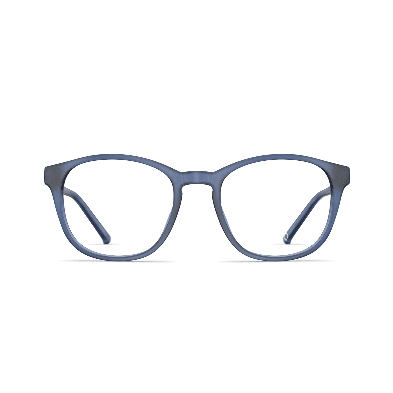 Unisexbrille Neubau Sam II T191 in mattem Blau mit leicht abgerundeter rechteckiger Fassung und schmalen Bügeln.