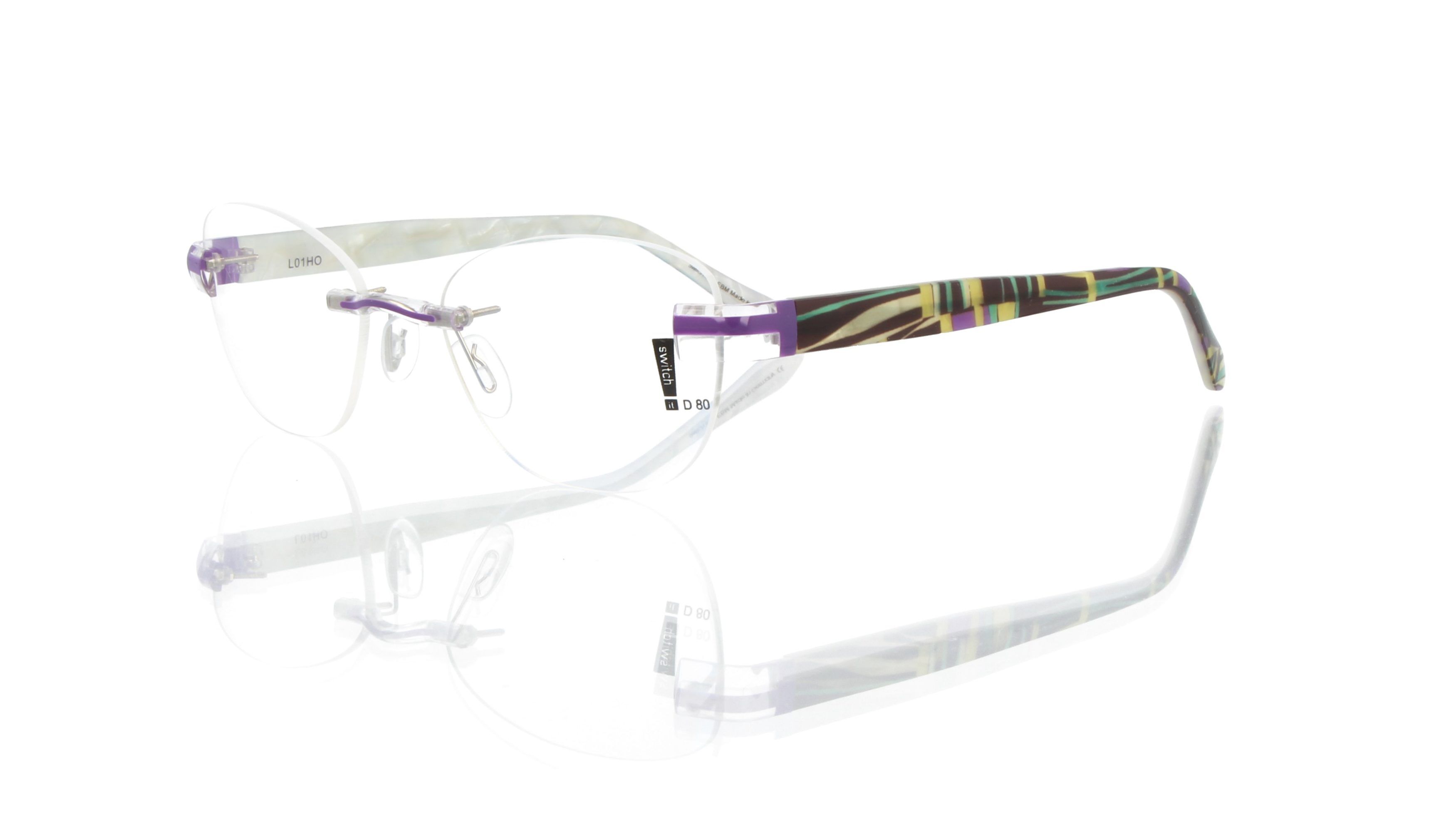 Switch It Garnitur 0256b Damenbrille Lila Grün Braun Gelb Innen Perlmutt Retro (2)