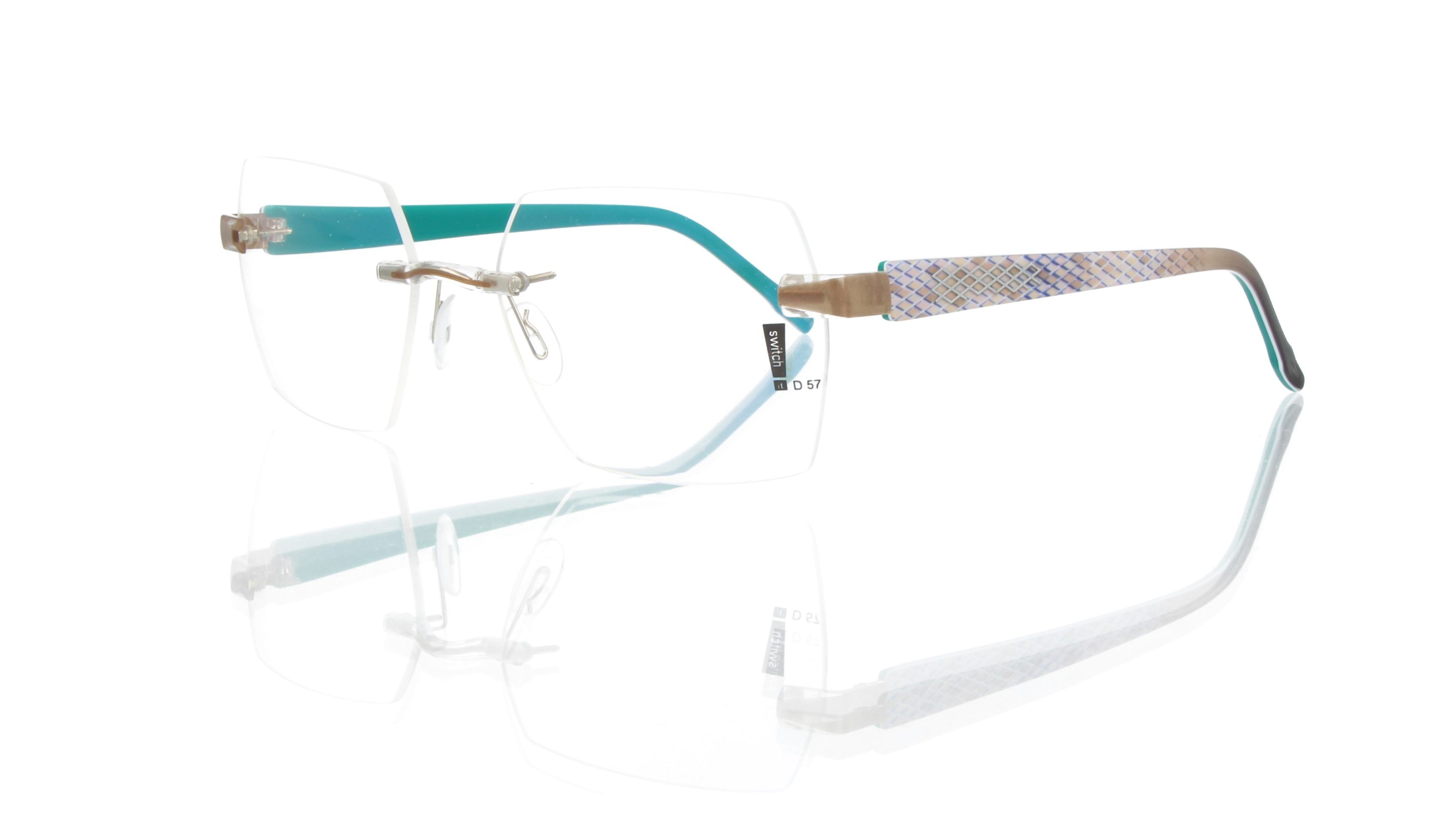 Switch It Garnitur 2459 Damenbrille Creme Rosa Braun Innen Petrol Dekor Gold Rauten (2)