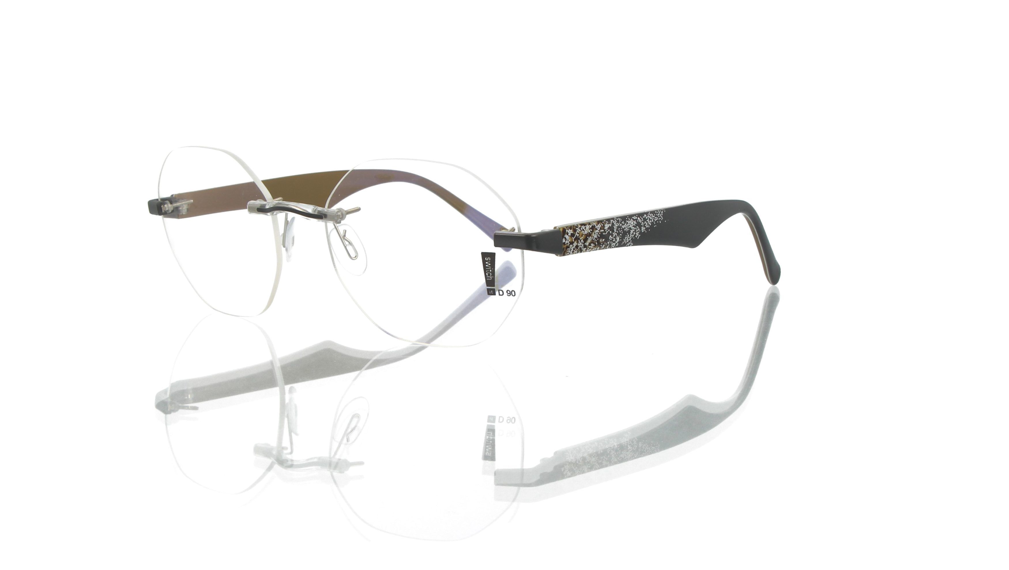 Switch It Garnitur 2478 Damenbrille Grau Matt Leo Silber Glitter Innen Taupe (2)