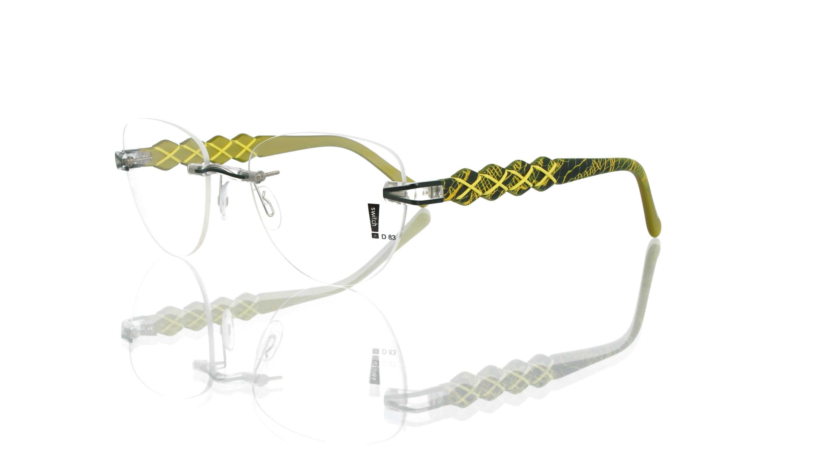 Switch It Garnitur 2485 Damenbrille Lime Dunkelgrün Netz Gelb Gummis Gelb (2)