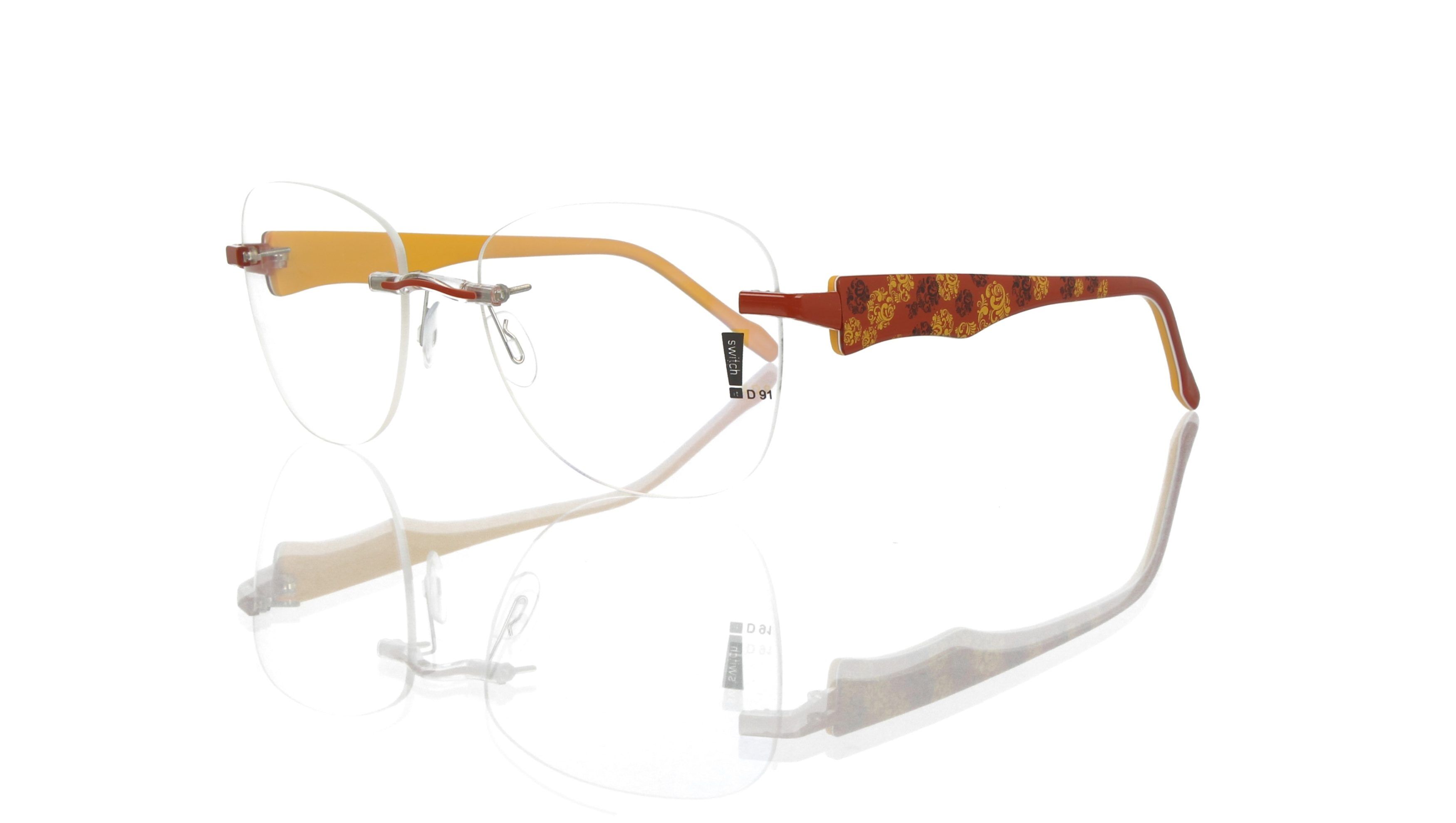 Switch It Garnitur 2488 Damenbrille Braun Gelb Dunkelbraun Blumen Innen Gelb (2)