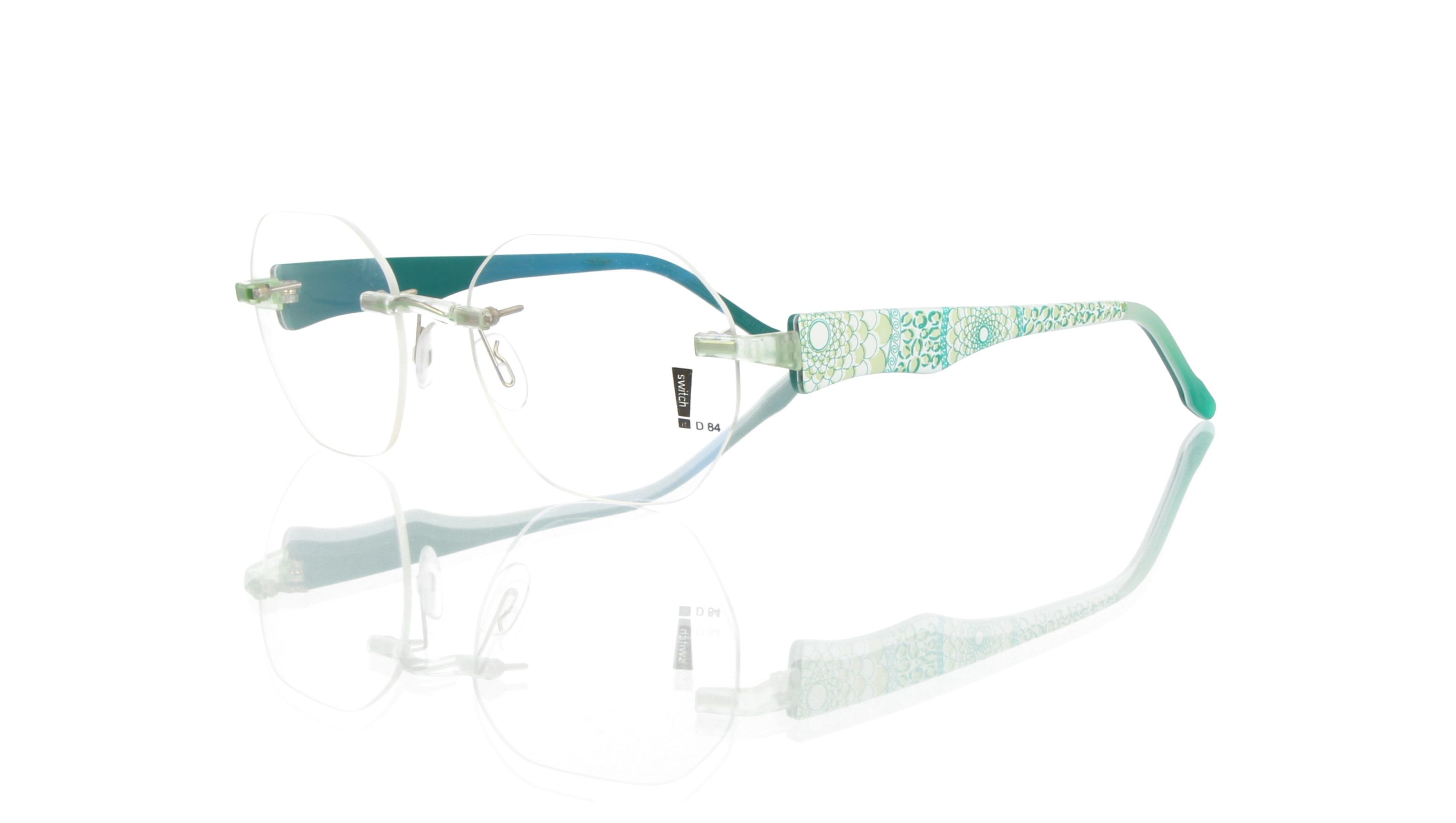 Switch It Garnitur 2493 Damenbrille Weiß Grün Petrol Innen Petrol (2)