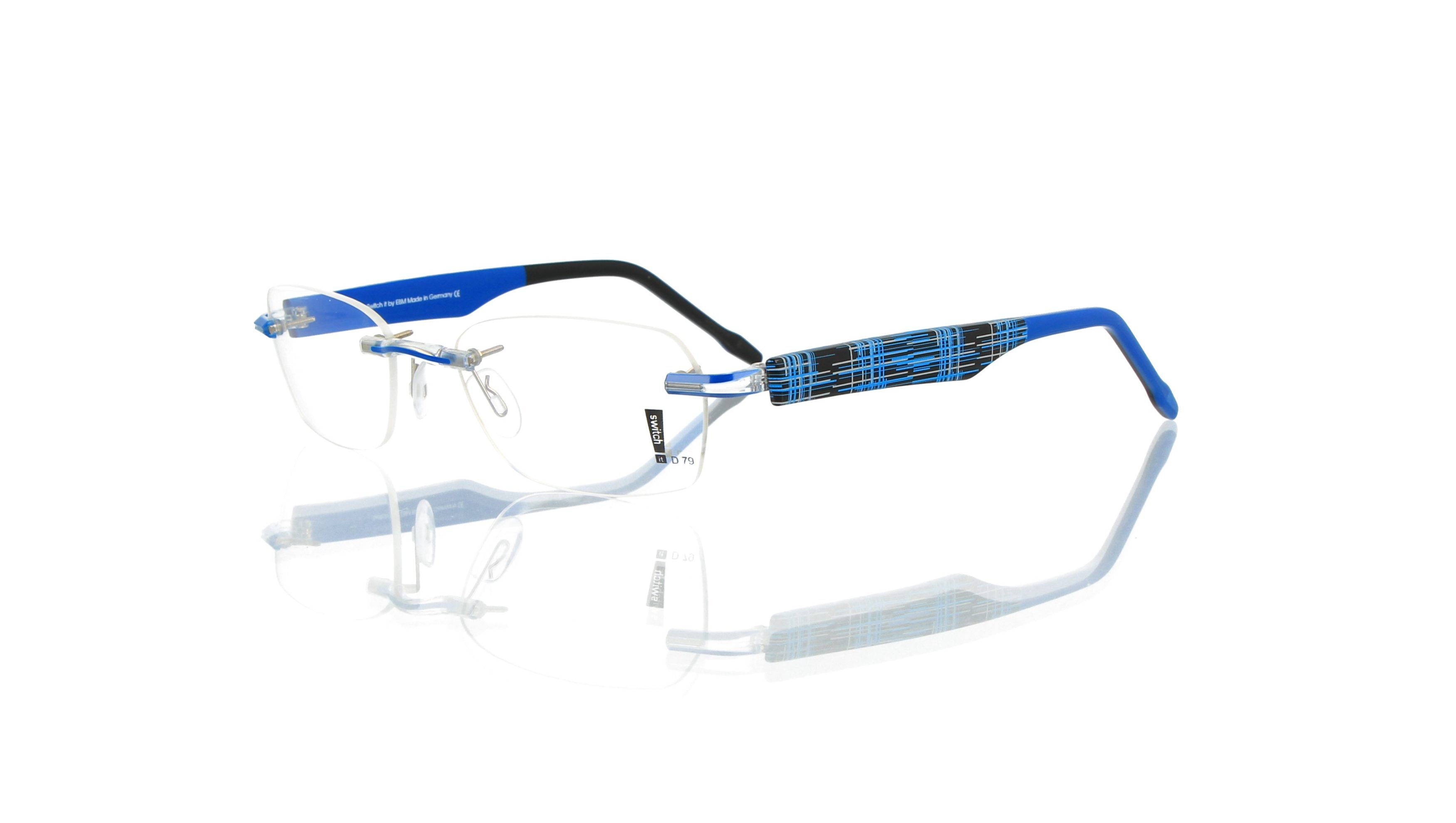 Switch It Garnitur 2503 Damenbrille Schwarz Blau Druck Blau Grau (2)