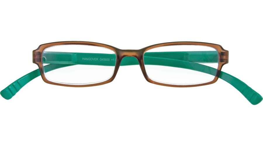 Braun-türkisfarbene Kunststoff-Lesebrille HANG OVER G45600 mit Federtechnik und +1