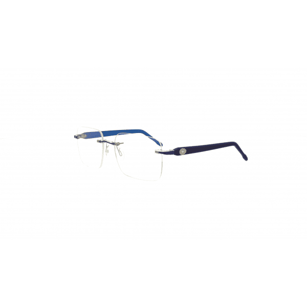 Blaues Switch it Garnitur SI 9256 Damenbrillengestell mit randlosem Design und filigranen Details.