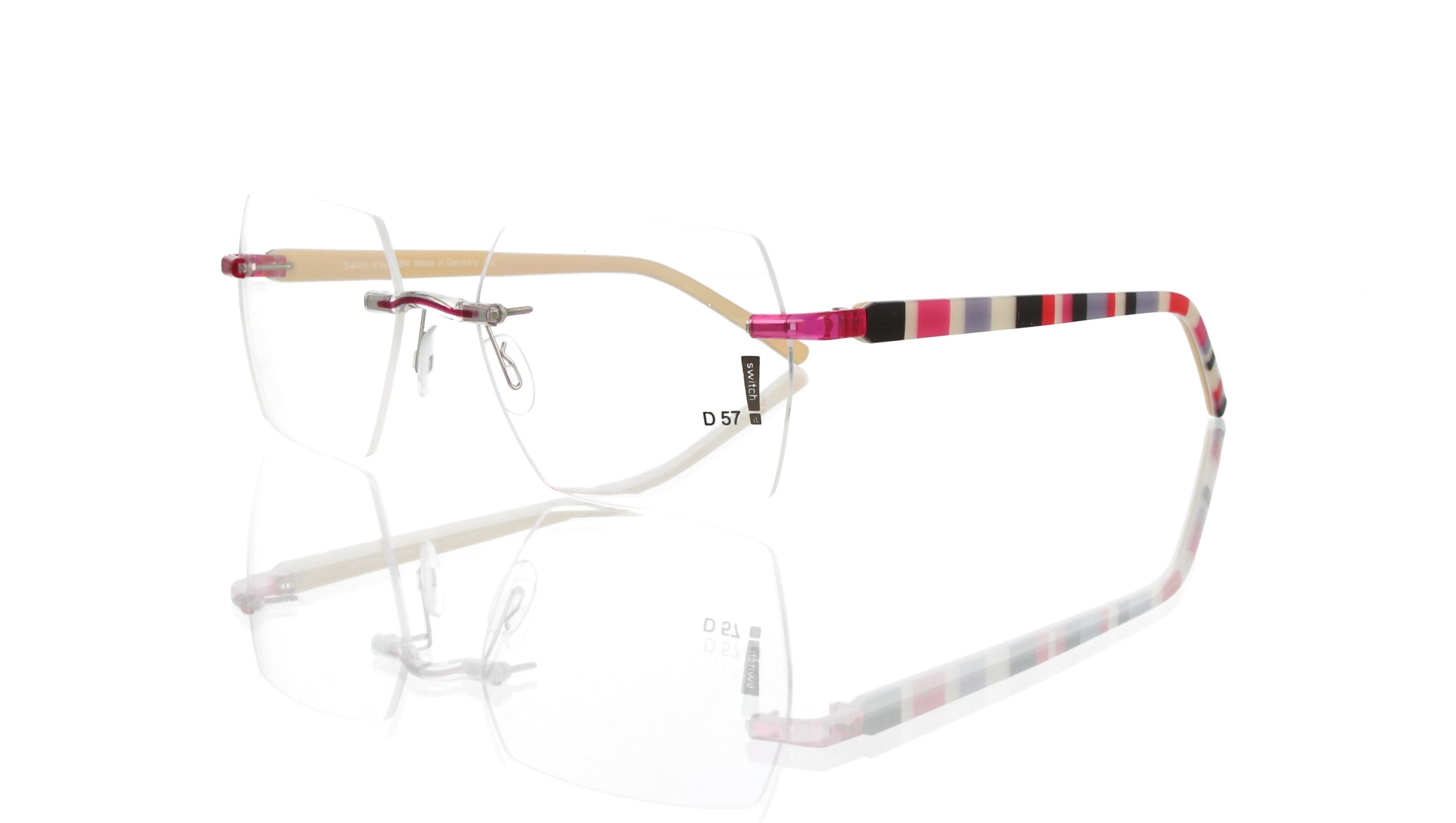 Switch It Garnitur 2069a Damenbrille Schwarz Weiß Rosa Lila Innen Creme (2)