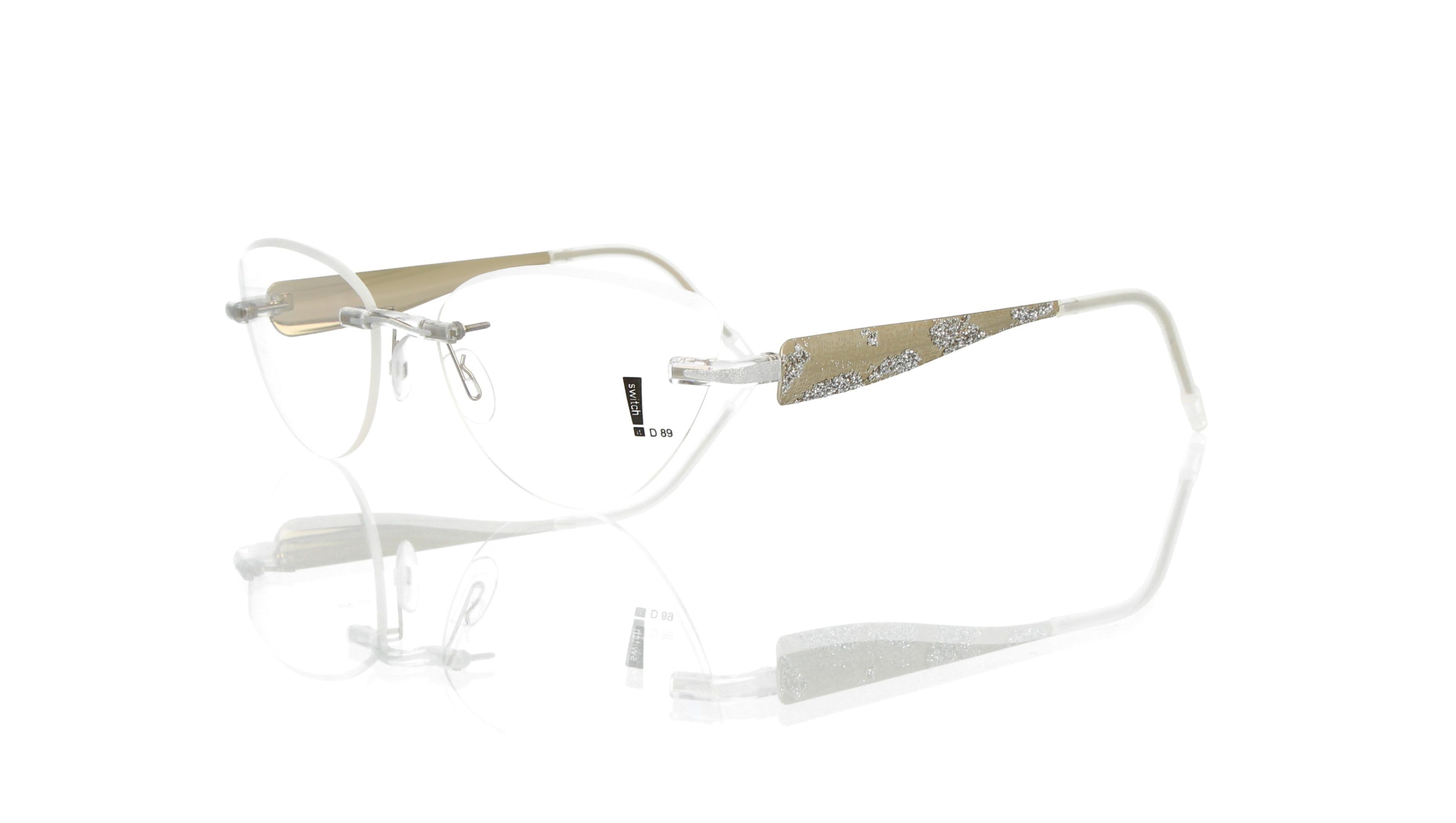 Switch It Garnitur 9191 Damenbrille Gold Lack Matt Glitter Silber Innen Gold (2)