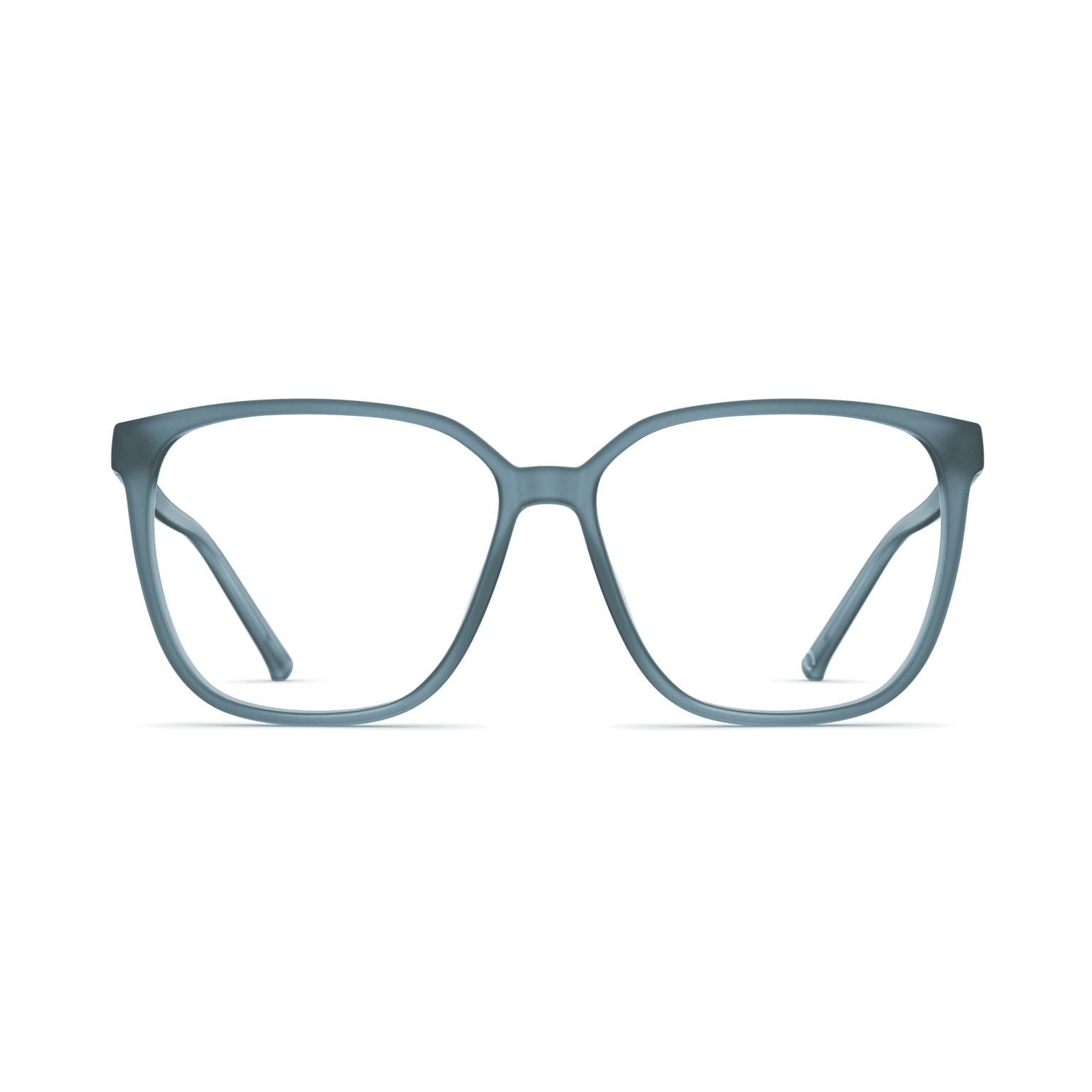 Damenbrille Neubau Judit T146 in modernem Design mit rechteckigen, mattblauen Rahmen und schlanken Bügeln.