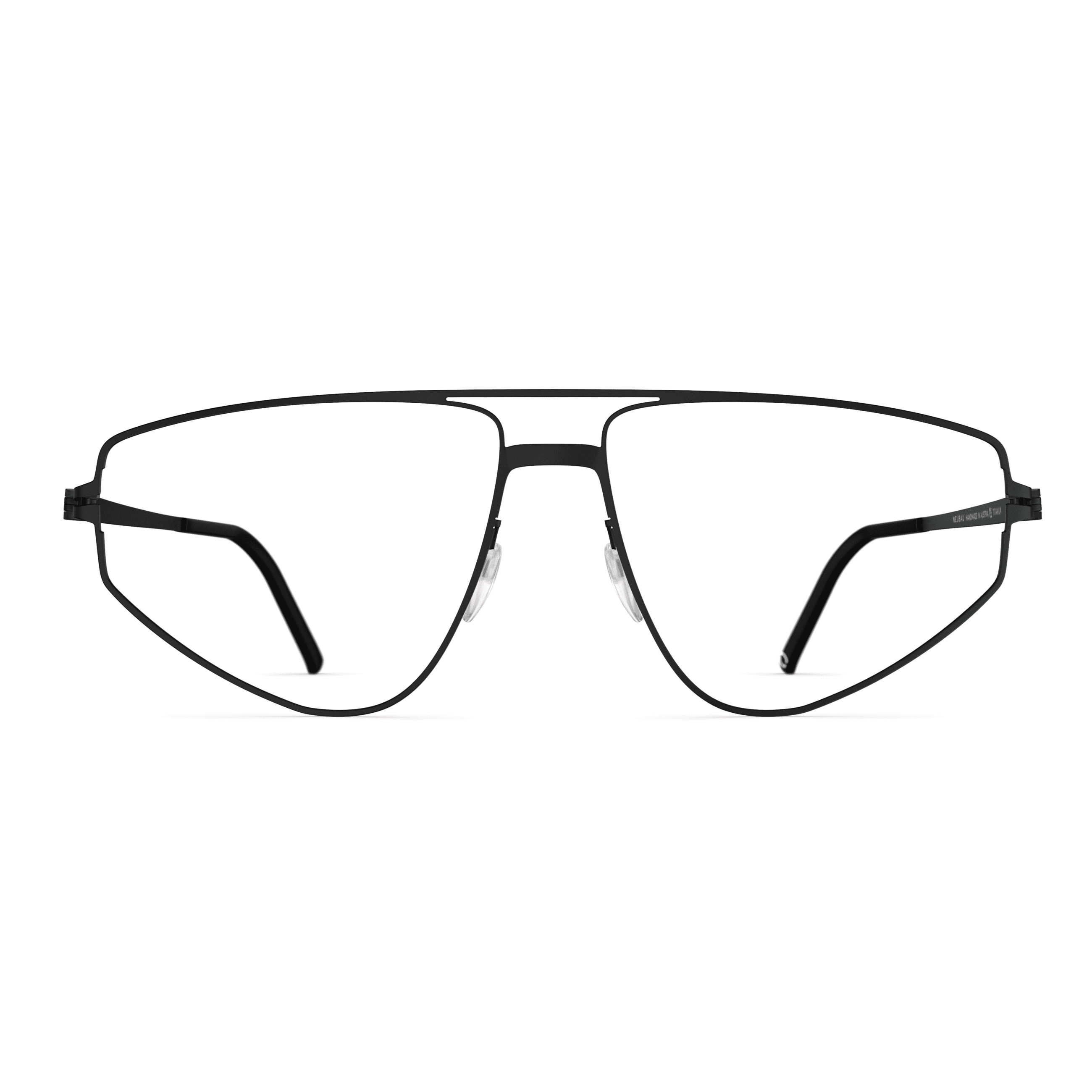 Herrenbrille Neubau Elia T163 in Schwarz, modernes Design mit schmalem Metallrahmen und doppelt betonter Brücke.