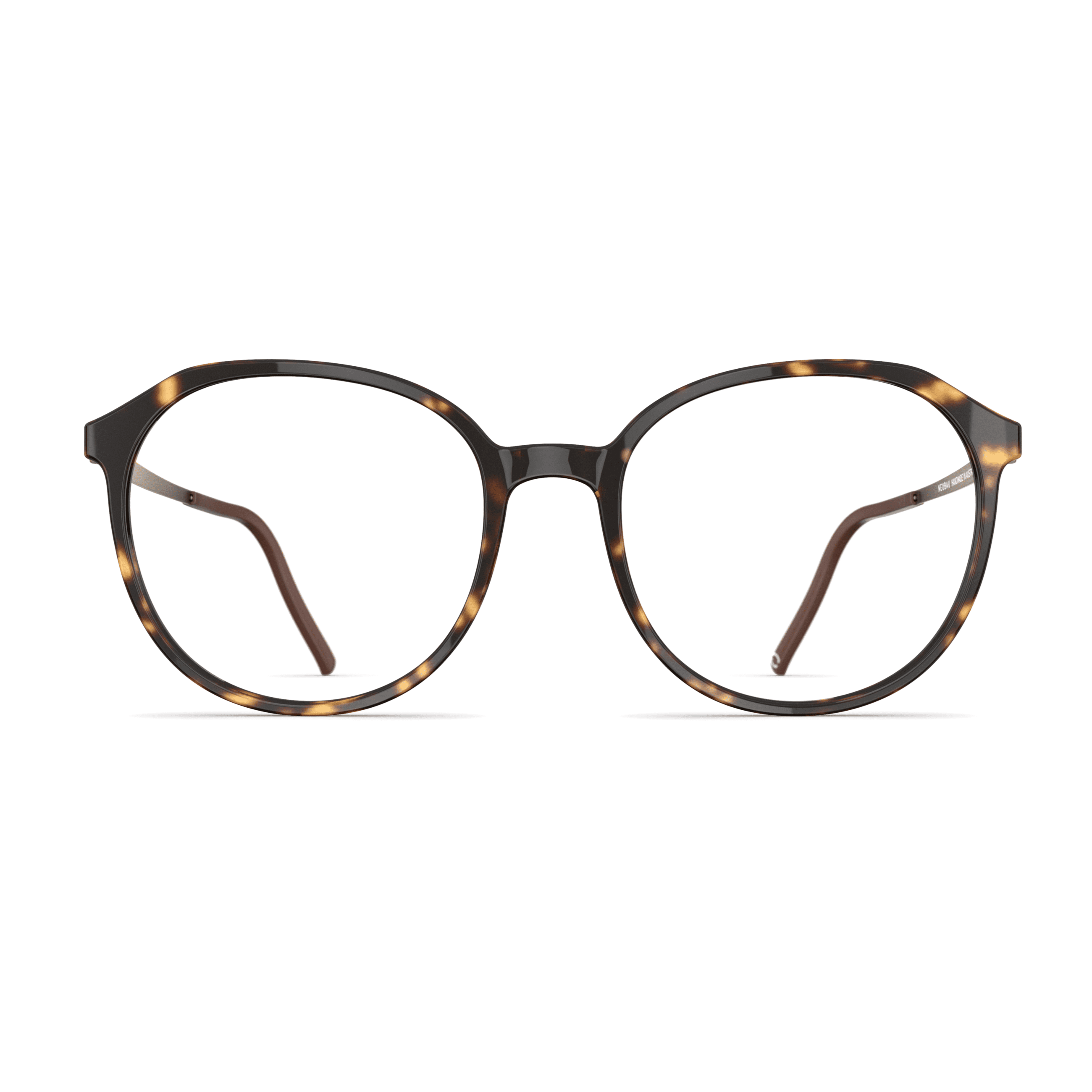 Damenbrille Neubau Liv T172 in runder Form mit havannabraunem Muster und dünnem Rahmen, ideal für einen eleganten Look.