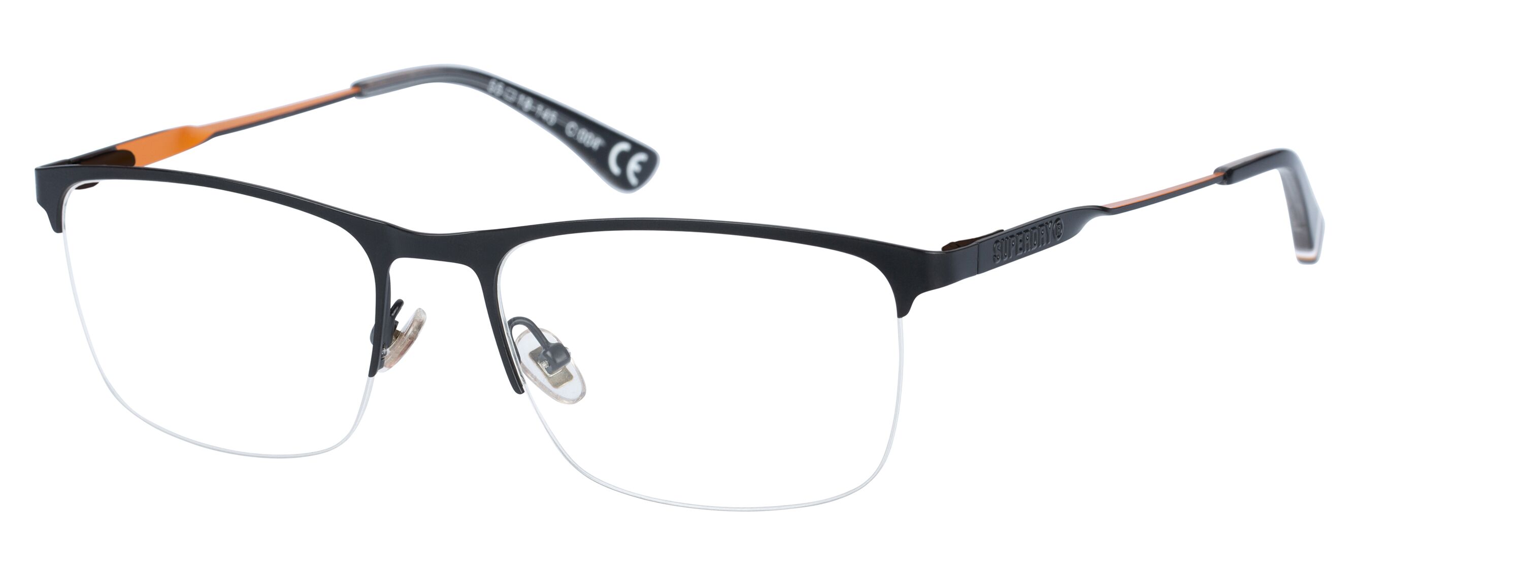 Superdry 992050 Herrenbrille in Schwarz mit rechteckigem Vollrand-Gestell aus Metall und grauen Kunststoffgläsern