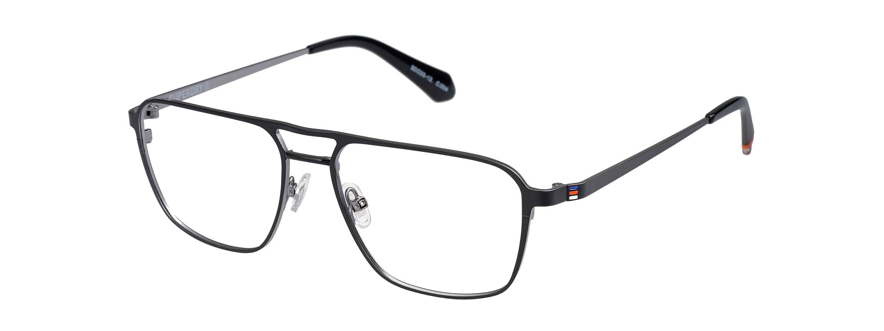 Superdry 992078 Herrenbrille in Gun Blue mit rechteckigem Vollranddesign und 56 mm Glasbreite