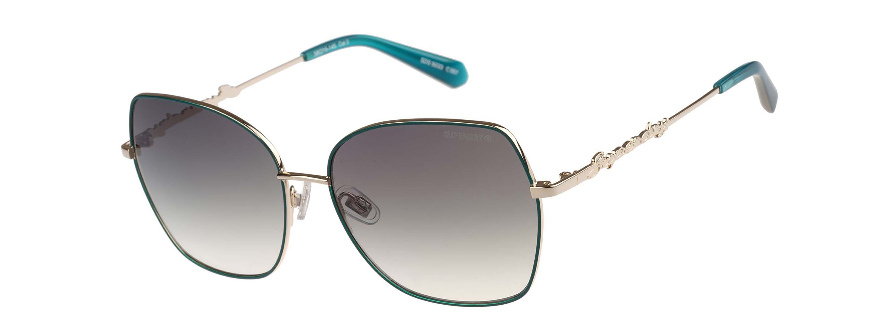 Superdry Superdry 995062-20 58-15 Superdry 995062 Damen Sonnenbrille mit eckigem Design und goldfarbenem Rahmen