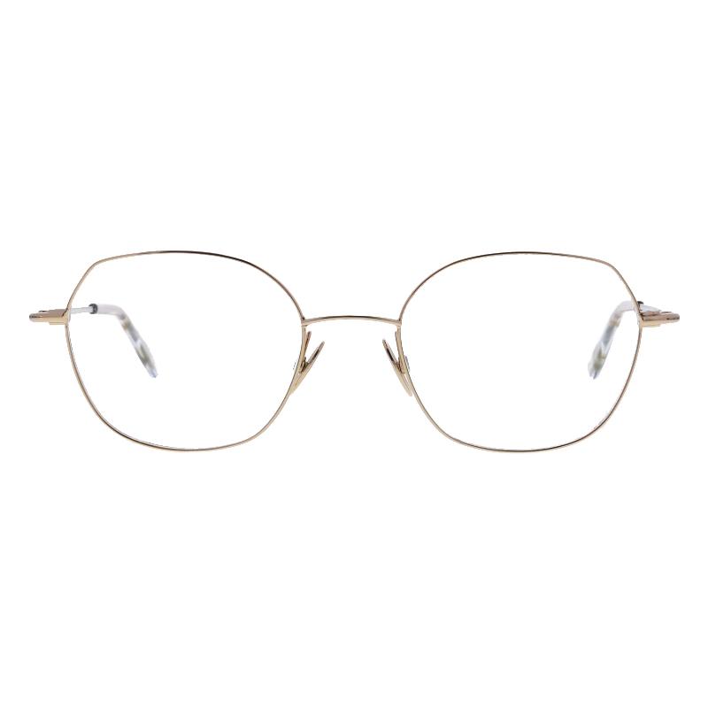 Suri 101 Damenbrille Colibris Suri mit dünnem, goldenem Metallrahmen und großen, eckigen Gläsern.