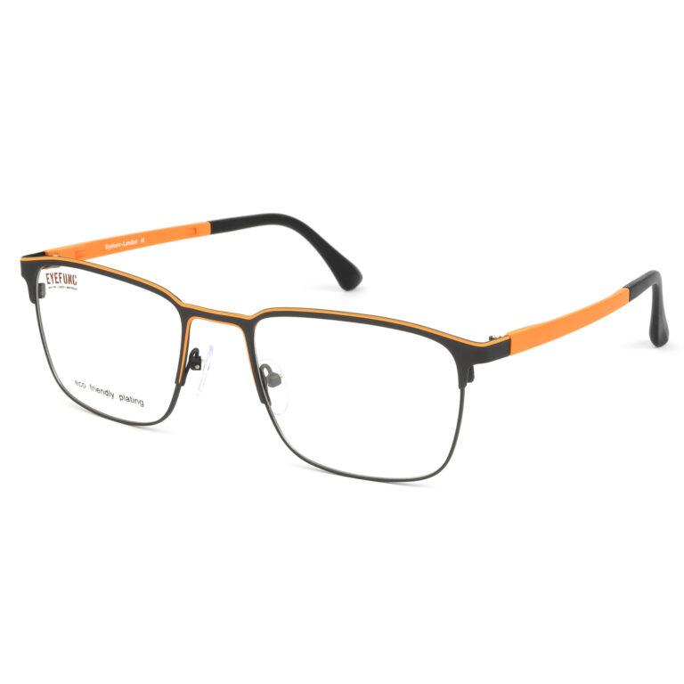 Eyefunc 1061-45 55-19 145 EYEFUNC 1061-45 Herrenbrille mit rechteckiger Vollrandfassung in Dunkelgrau/Orange