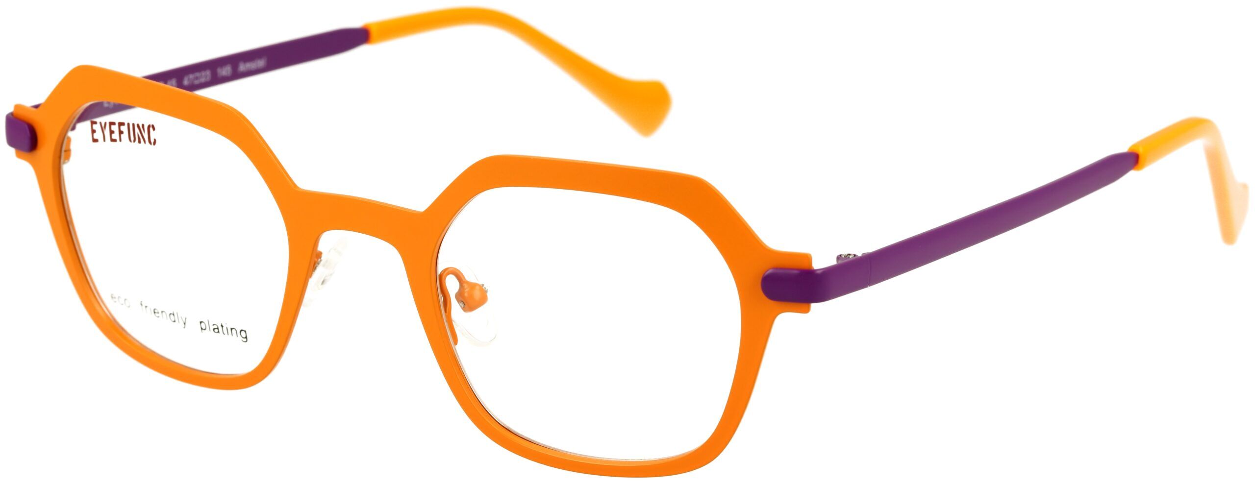 Eyefunc 1177-45 47-23 145 EYEFUNC 1177-45 Unisexbrille mit hexagonaler Vollrandfassung in Orange/Violett