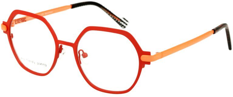 Eyefunc 1179-44 51-18 145 EYEFUNC 1179-44 Unisexbrille mit hexagonaler Vollrandfassung in Rot/Rosa