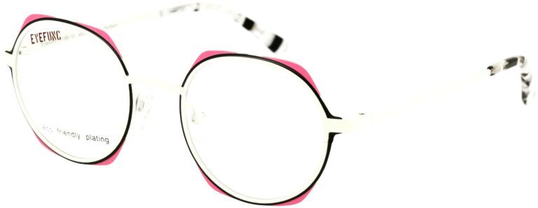 Eyefunc 1186-10 48-21 140 EYEFUNC 1186-10 Unisexbrille mit hexagonaler Vollrandfassung in Weiß/Schwarz/Rosa