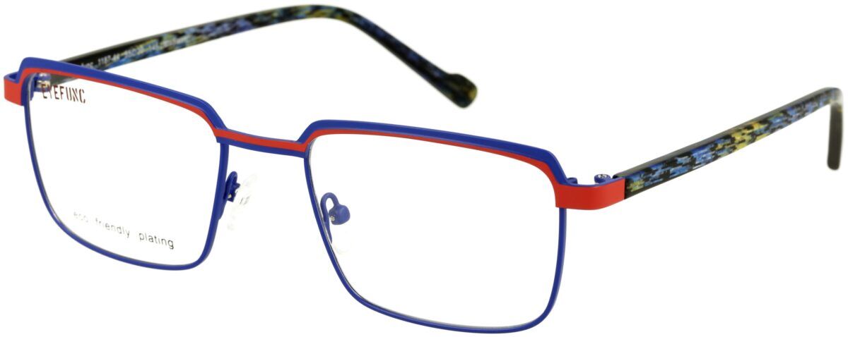 Eyefunc 1187-44 55-20 145 EYEFUNC 1187-44 Unisexbrille mit rechteckiger Vollrandfassung in Dunkelrot/Blau