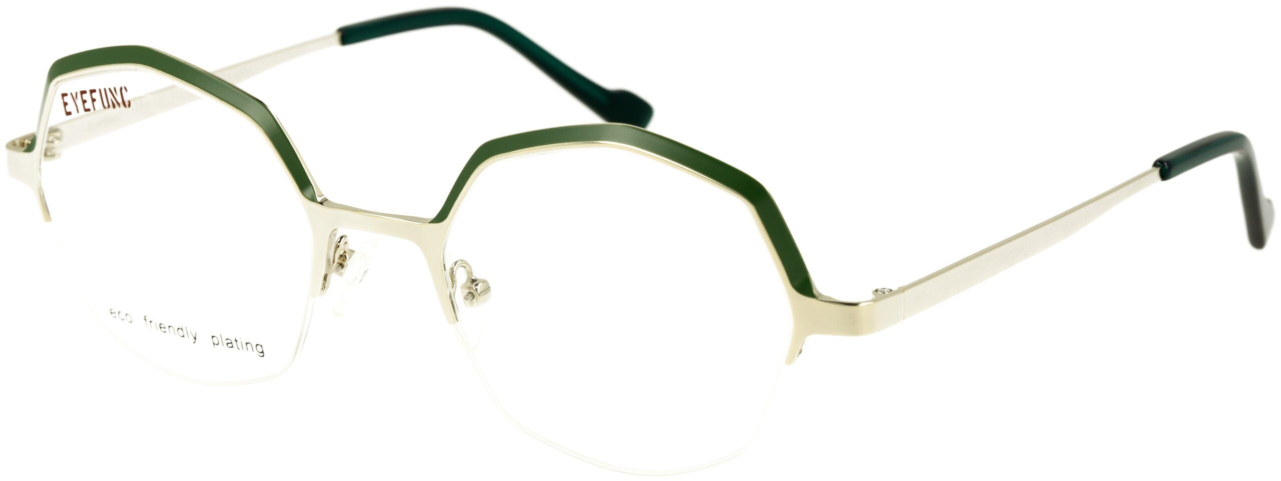 EYEFUNC 1188-18 Unisexbrille mit hexagonaler Vollrandfassung in Hellbraun/Grün
