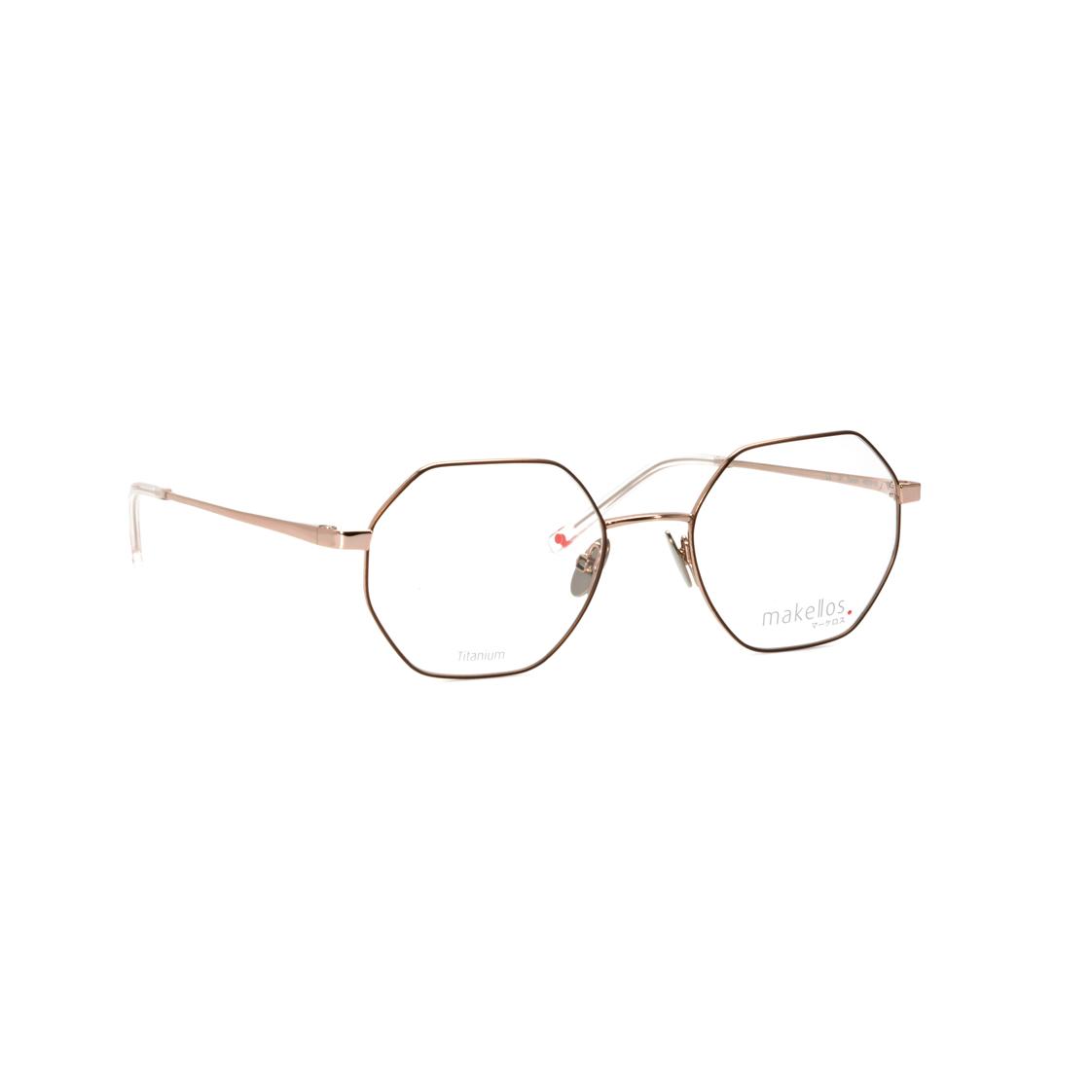 ME_1039_02_48 Hexagonale Damenbrille "Makellos ME 1039" mit dünnem, goldenem Rahmen.