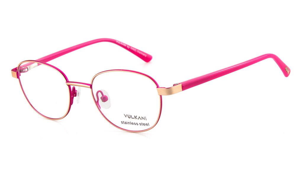 Vulkani VI 347 504 Kinderbrille Rosa - Vollrandfassung in Panto-/Rundform aus Edelstahl