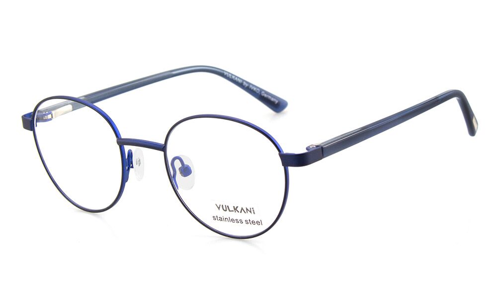 Vulkani VI 349 510 Kinderbrille Blau - Vollrandfassung in Panto-/Rundform aus Edelstahl