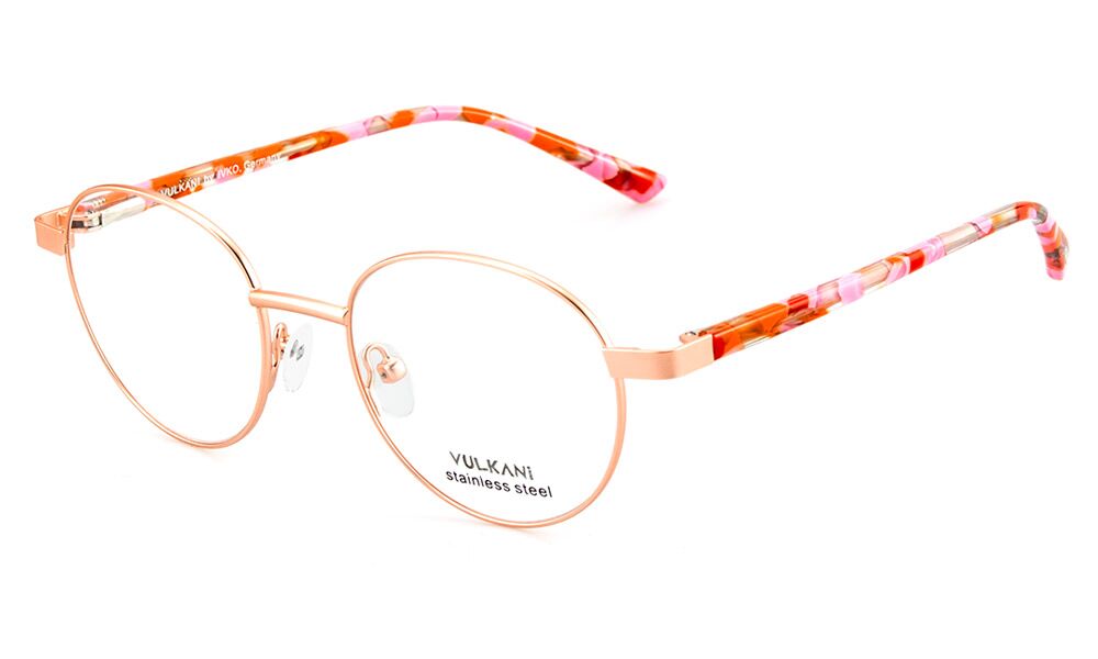 Vulkani VI 350 513 Kinderbrille Goldfarben - Vollrandfassung in Panto-/Rundform aus Edelstahl