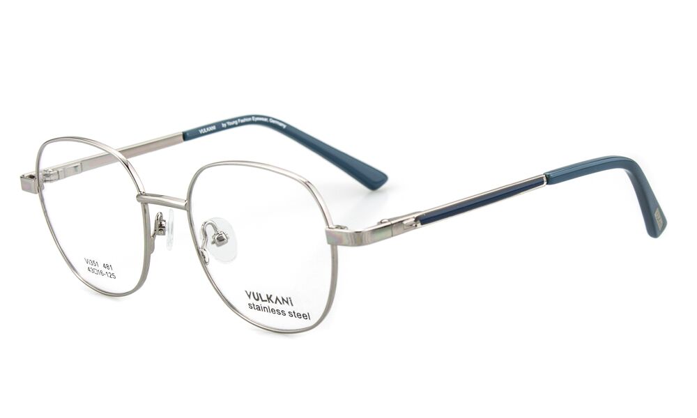 Vulkani VI 351 481 Kinderbrille Silber - Vollrandfassung in Panto-/Rundform aus Edelstahl