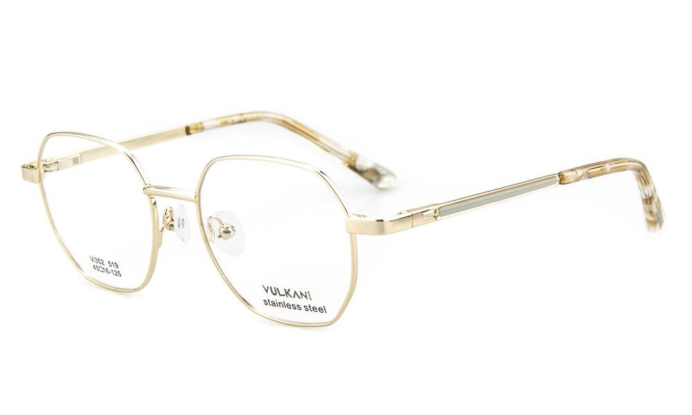 Vulkani VI 352 519 Kinderbrille Goldfarben - vieleckige Vollrandfassung aus Edelstahl