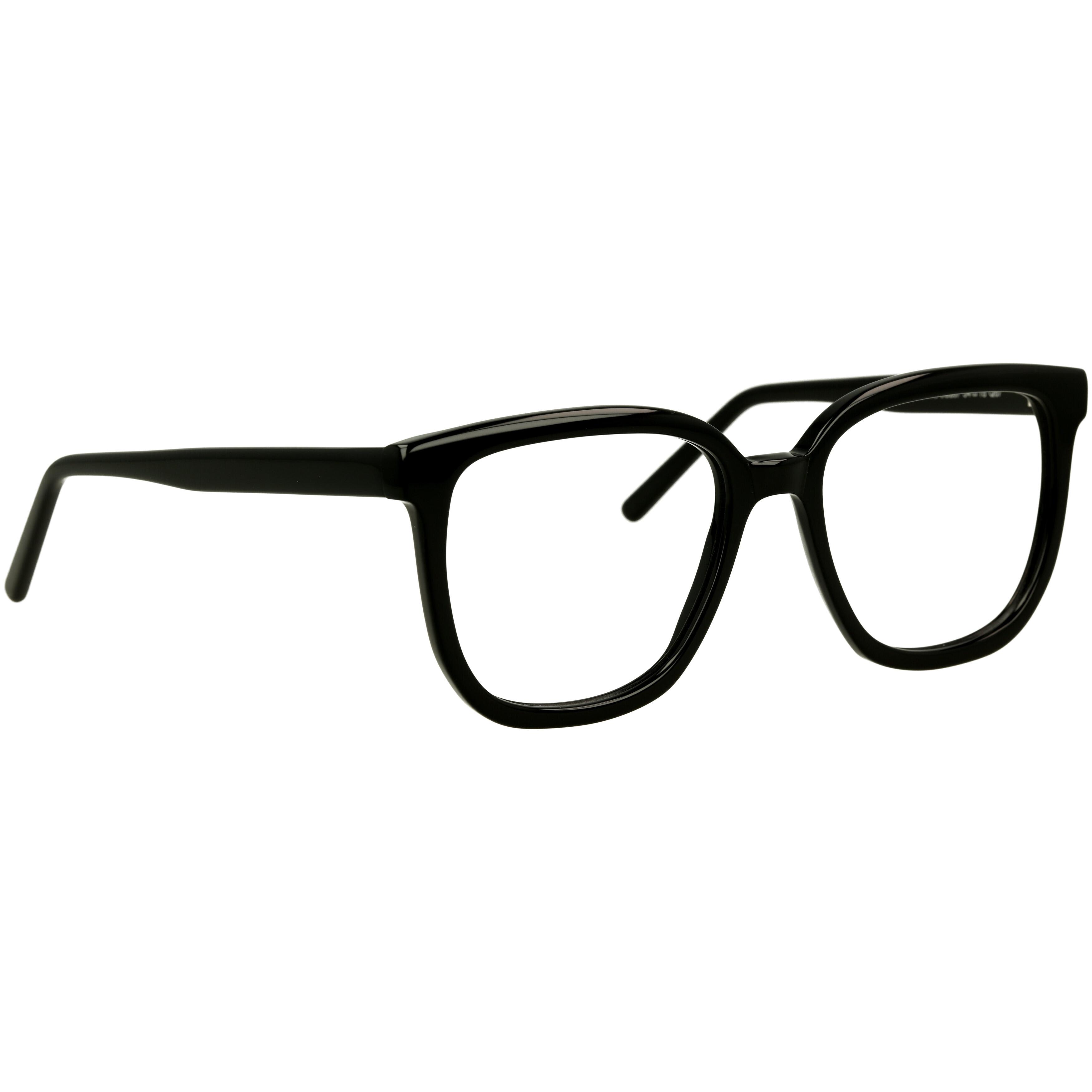 img_2D_0005 Schwarze Unisexbrille Johann von Goisern JC207 mit rechteckigem Rahmen und modernen breiten Bügeln, seitliche Ansicht.
