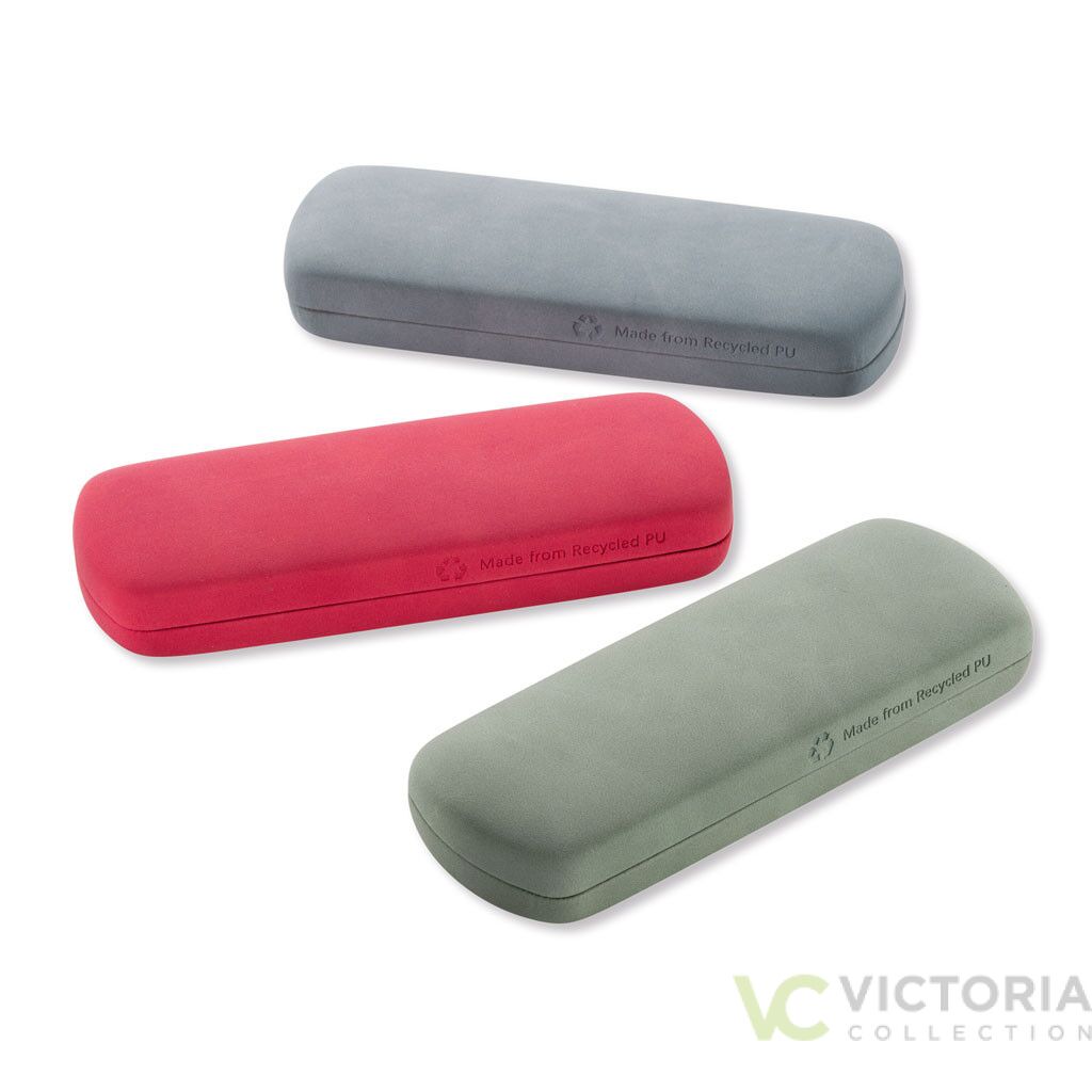 Victoria Brillenetui JUIST aus recyceltem Kunststoff mit grauem Innenfutter und Metallscharnier, in drei Farben erhältlich