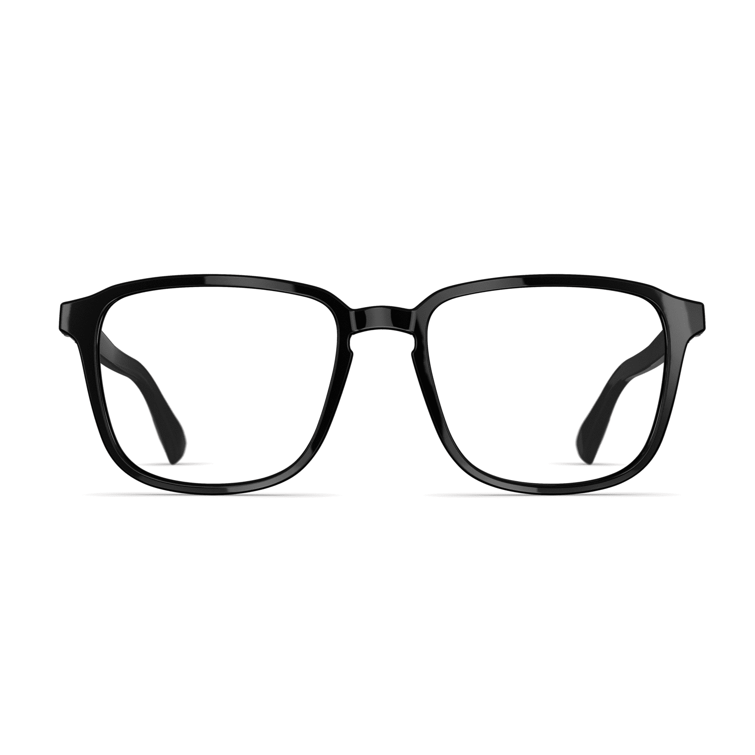 Schwarze Unisexbrille Neubau Jamie T152 mit quadratischem Rahmen aus leichtem Material, frontalansicht.