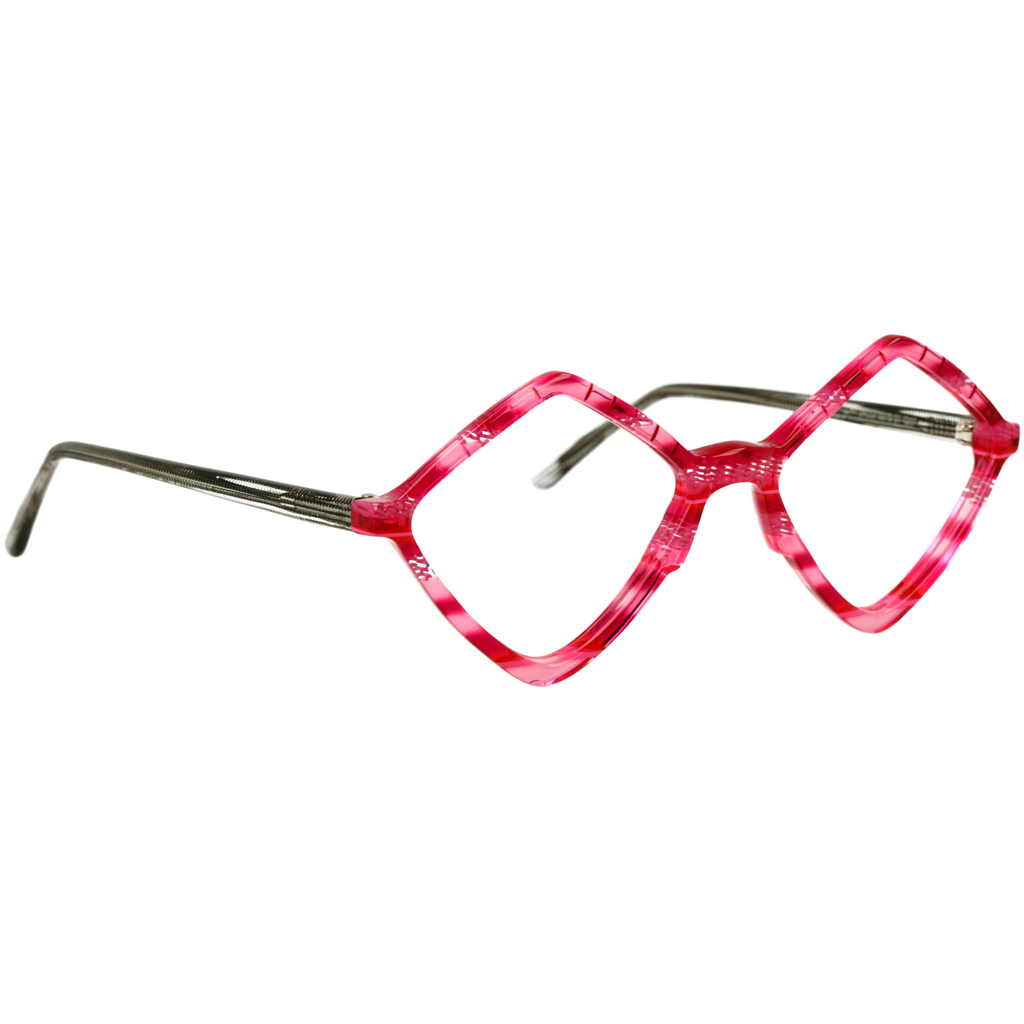 Unisexbrille Johann von Goisern JA027 mit roten, eckigen Rahmen und schlanken, dunklen Bügeln in modernem Design.