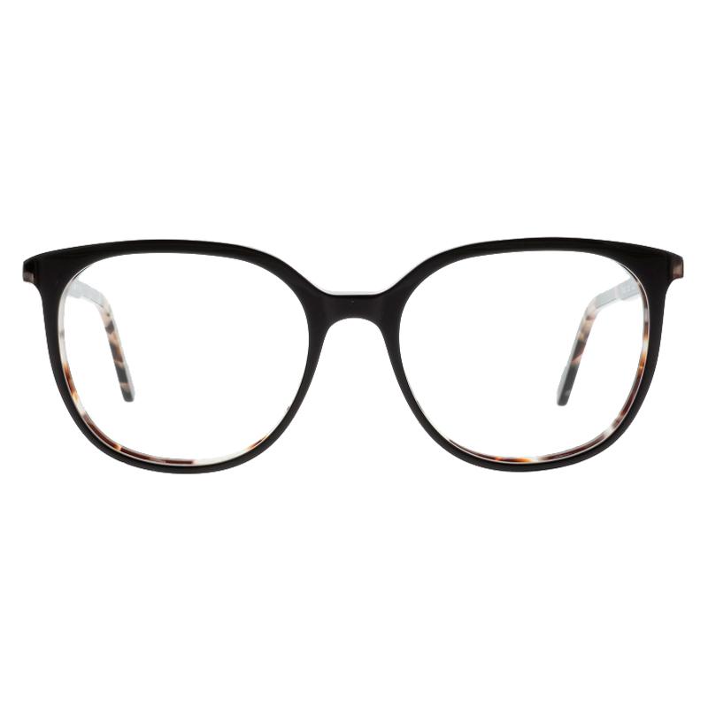 Colibris Nina 12301 Damenbrille Colibris Nina mit schwarzem, runden Rahmen und dezenten Musterungen an den Bügeln.