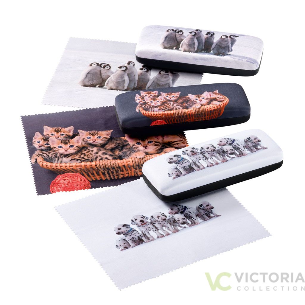 Brillenetui Cute von Victoria Victoria Brillenetui CUTE mit Tiermotiven, schwarzem Innenfutter und Mikrofasertuch, in drei Farben erhältlich