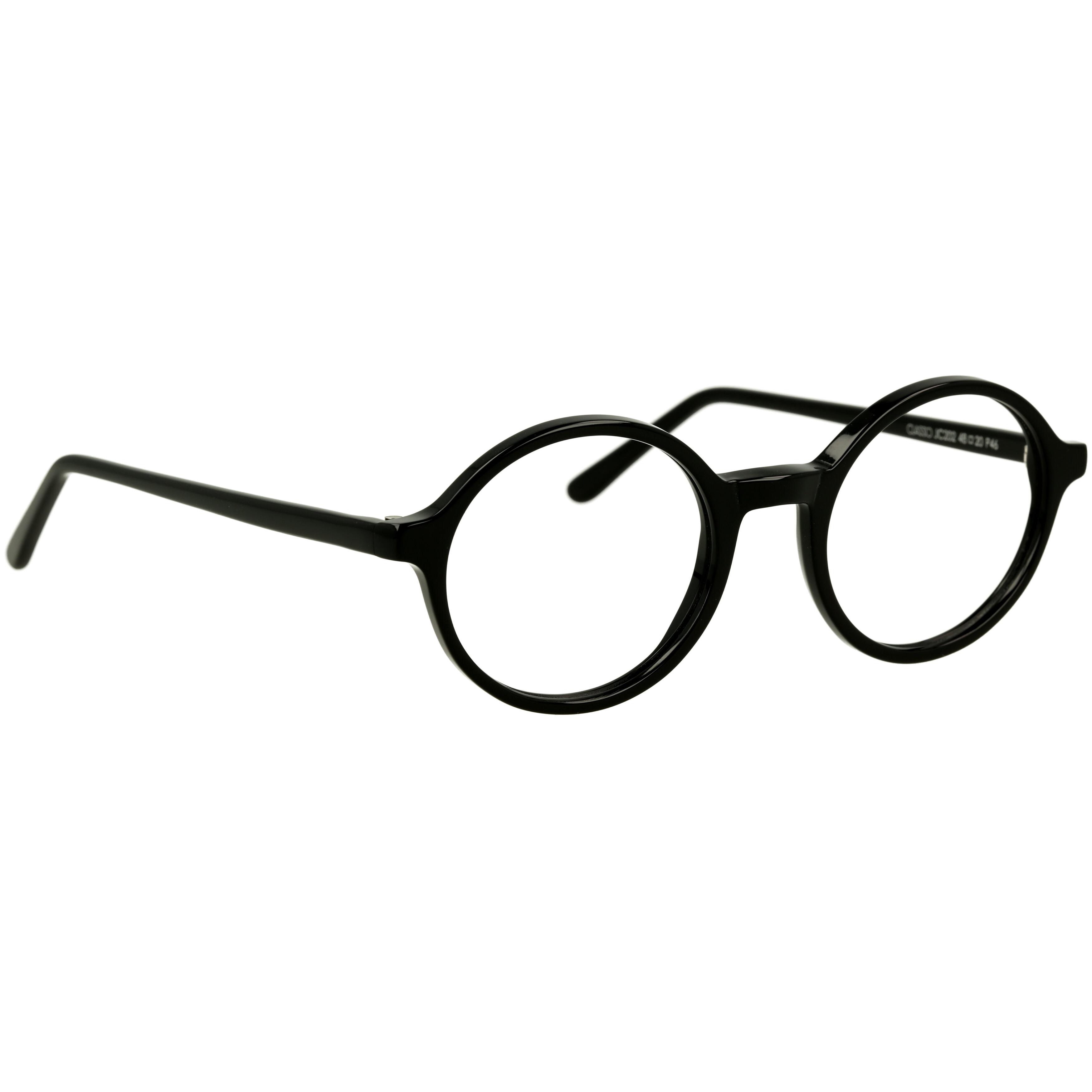 Unisexbrille Johann von Goisern JC202 mit runden, schwarzen Rahmen und schmalen Bügeln in minimalistischem Design.