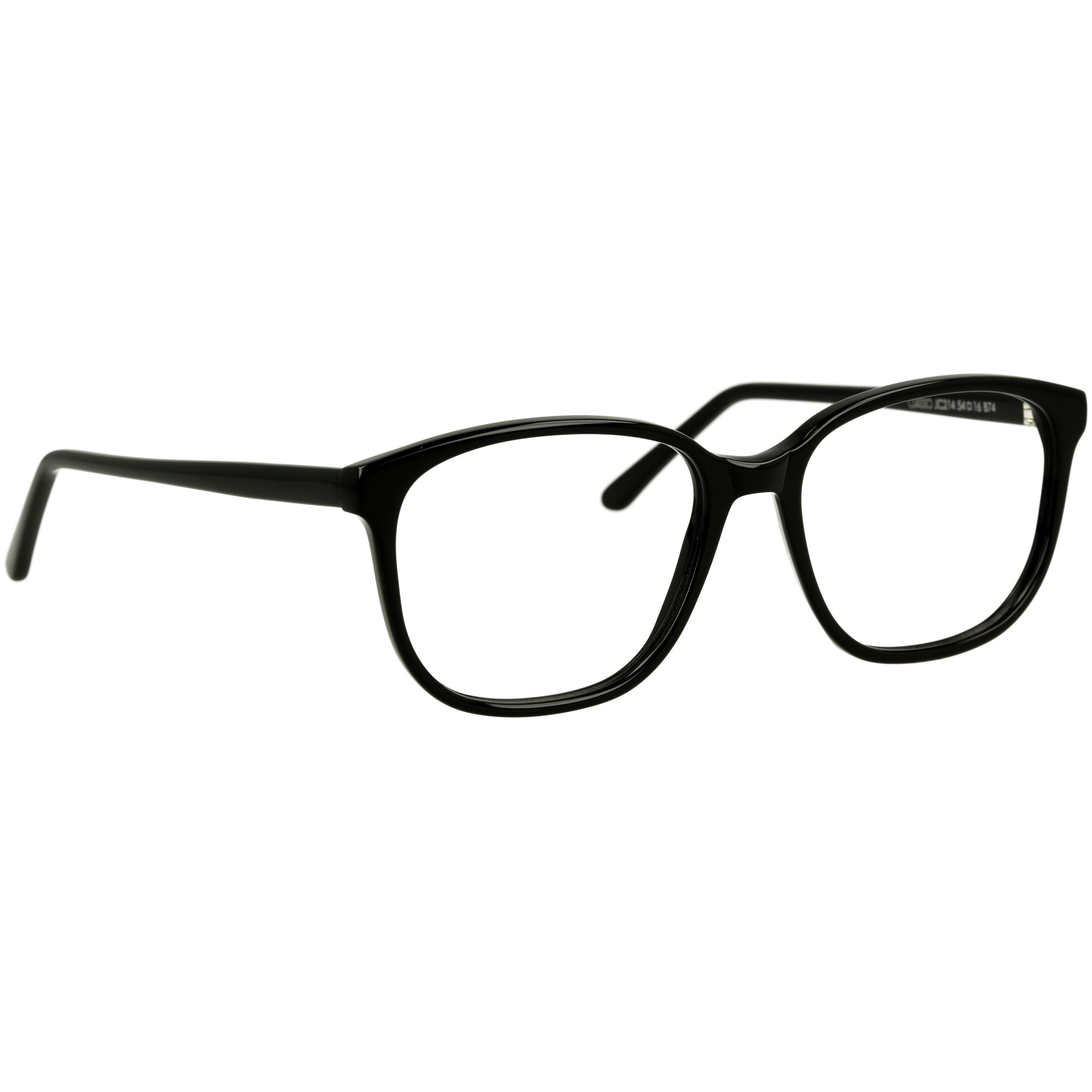 Schwarze Unisexbrille Johann von Goisern JC214 mit rechteckigem Rahmen und schlanken Bügeln, ideal für jeden Anlass.