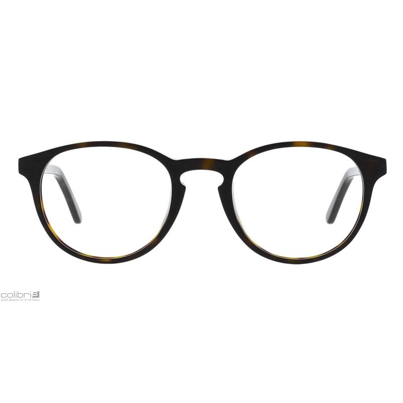 Colibris Ole09G Unisexbrille Colibris Ole, rundes Gestell in Dunkelbraun mit leichtem Muster, Vorderansicht.