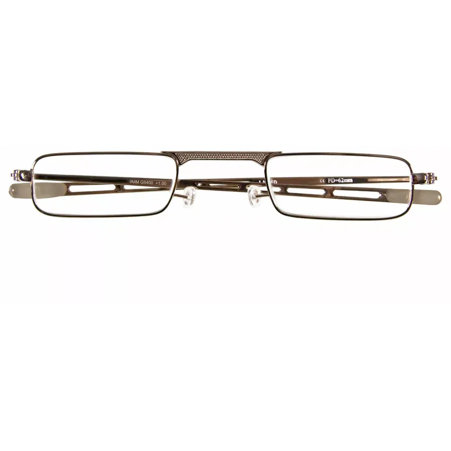 Fertiglesehilfe I need You 9 MM G5400 gold Reisebrille mit rechteckigen Gläsern, leichtem Design und schmalem Etui.